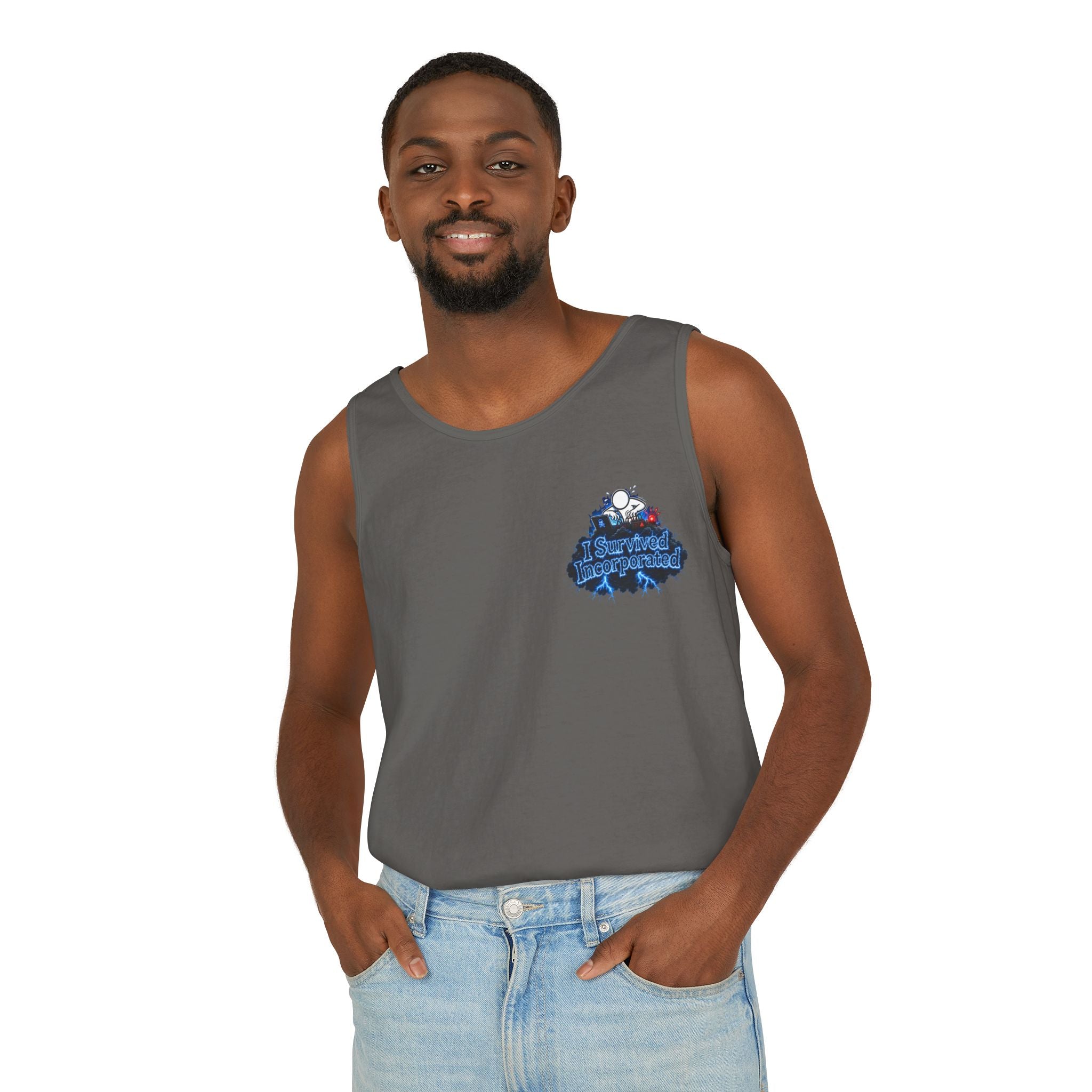 I Survived 2020 — "Please Stand By" Test Pattern Tee Lockdown Special Edition Summer Exclusive Unisex Garment-Dyed Tank Top