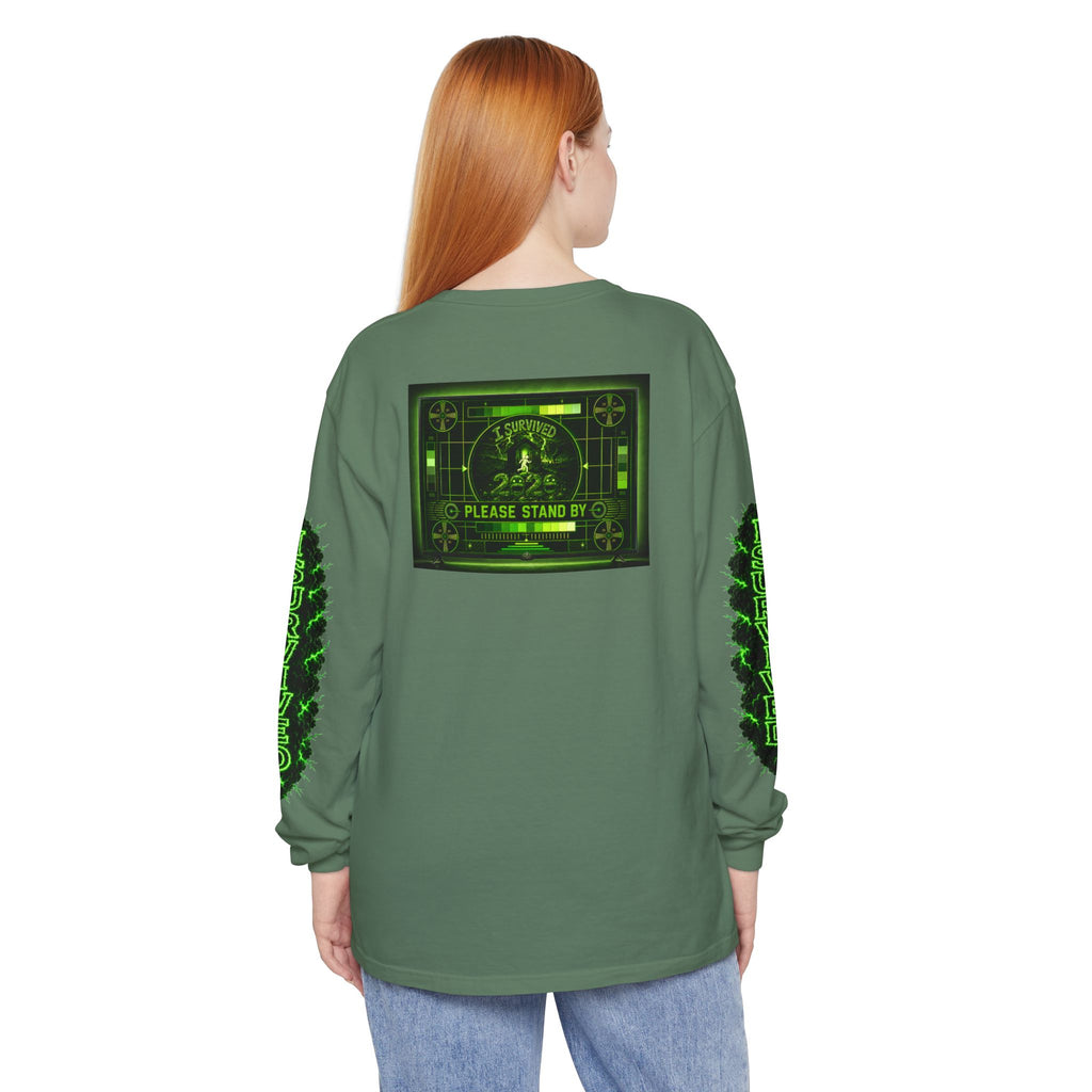 I Survived 2020 — "Please Stand By" Test Pattern Toxic Signal Tee Special Edition Summer Premiere Unisex Garment-Dyed Long Sleeve T-Shirt