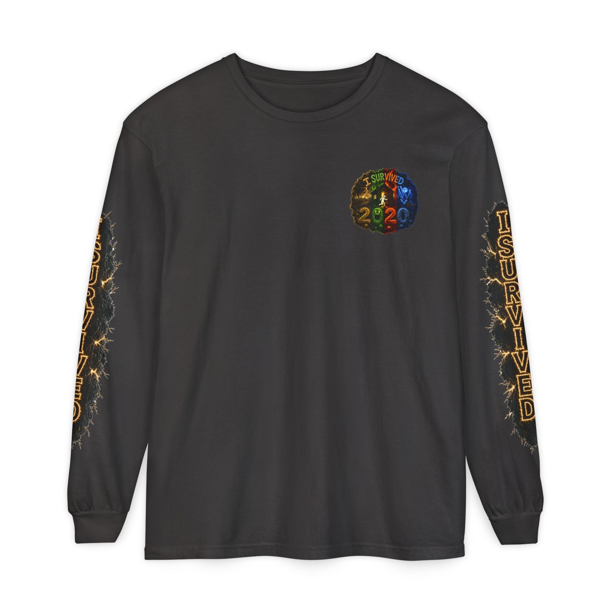 I Survived 2020 — "No Signal" Test Pattern Tee Special Edition Alien Broadcast Finale Summer Premiere Unisex Garment-Dyed Long Sleeve T-Shirt