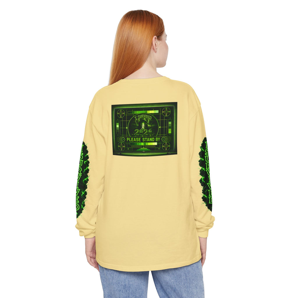 I Survived 2020 — "Please Stand By" Test Pattern Toxic Signal Tee Special Edition Summer Premiere Unisex Garment-Dyed Long Sleeve T-Shirt