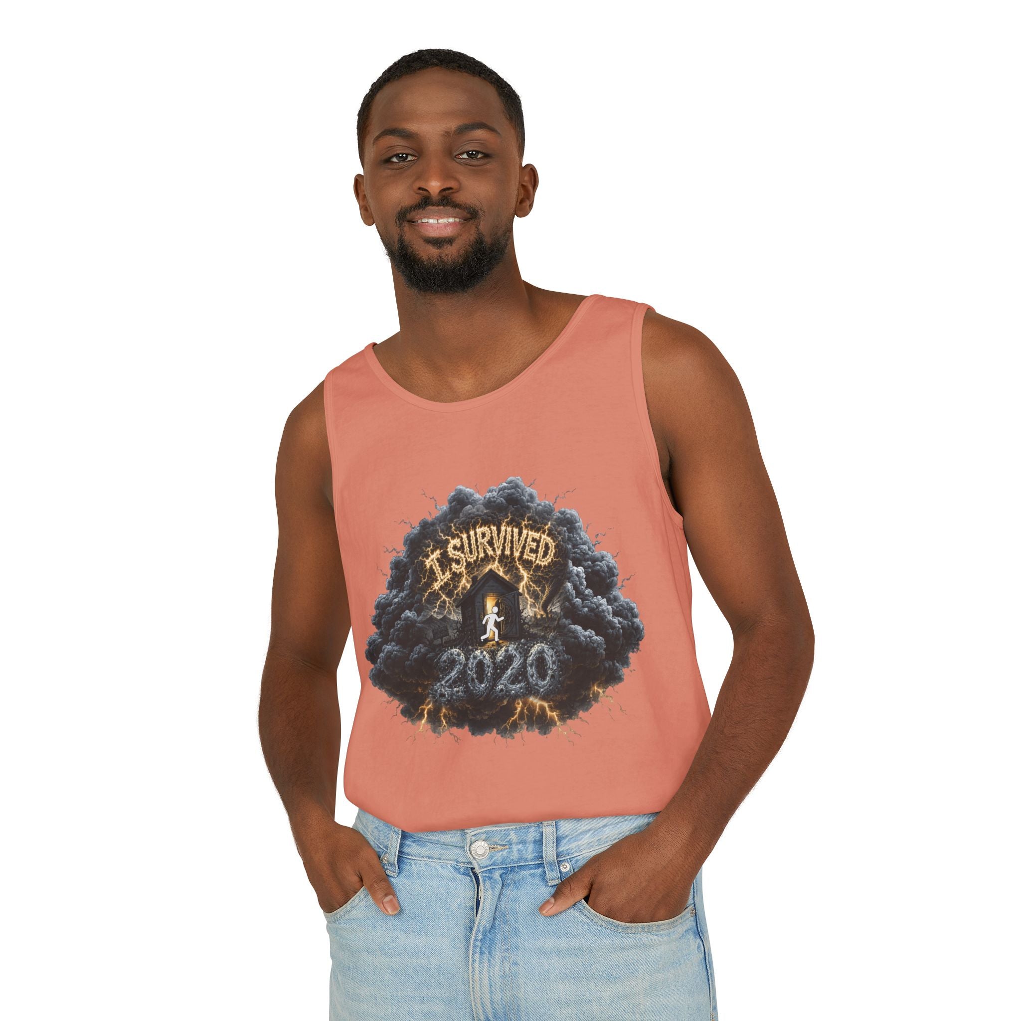 I Survived 2020 — Director's Cut Original Design Teaser Tee | Season 1 Premiere Drop Unisex Garment-Dyed Tank Top
