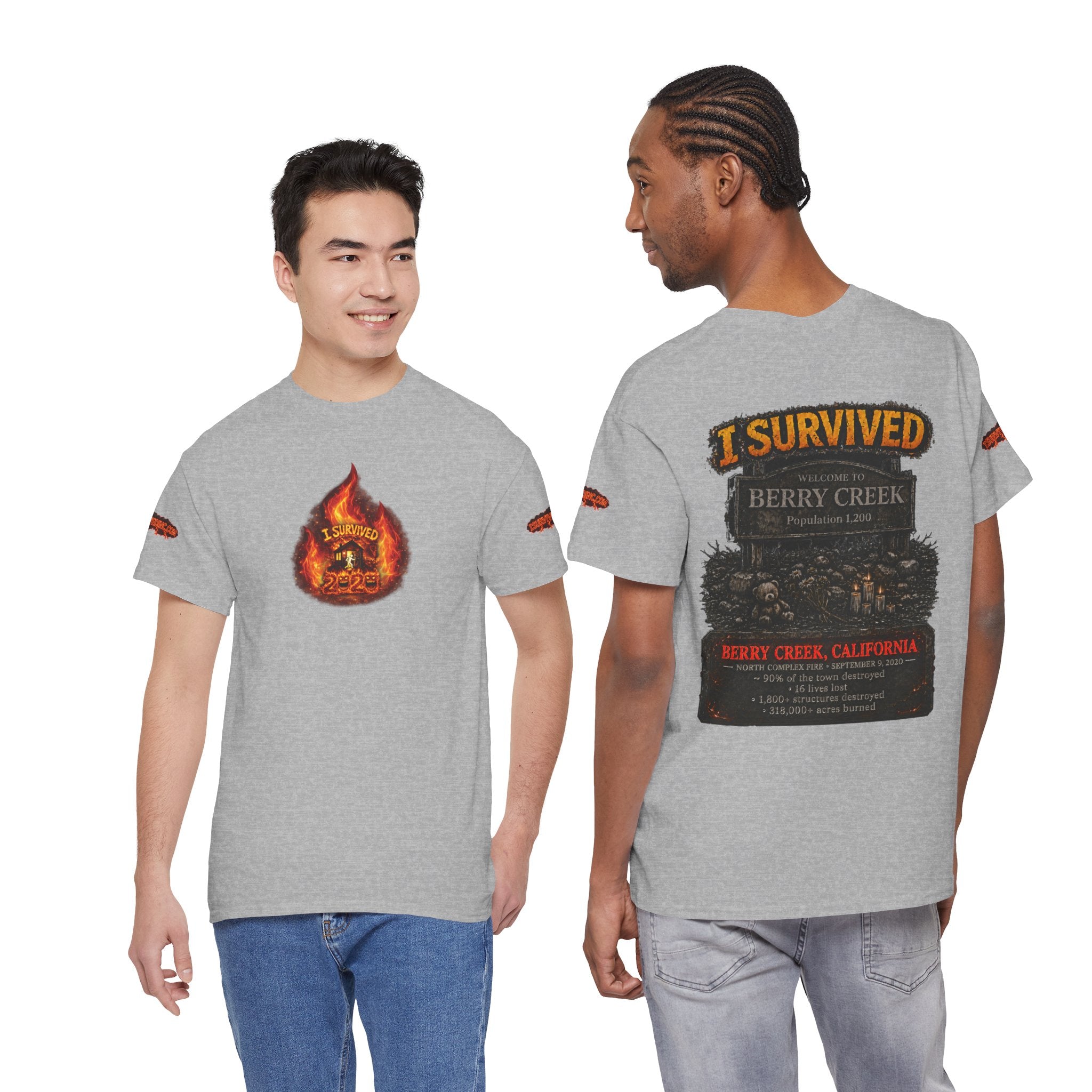 I Survived 2020 — WILDFIRES S2:E1: Director's Cut Special Edition "Berry Creek" Memorial Unisex Heavy Cotton Tee