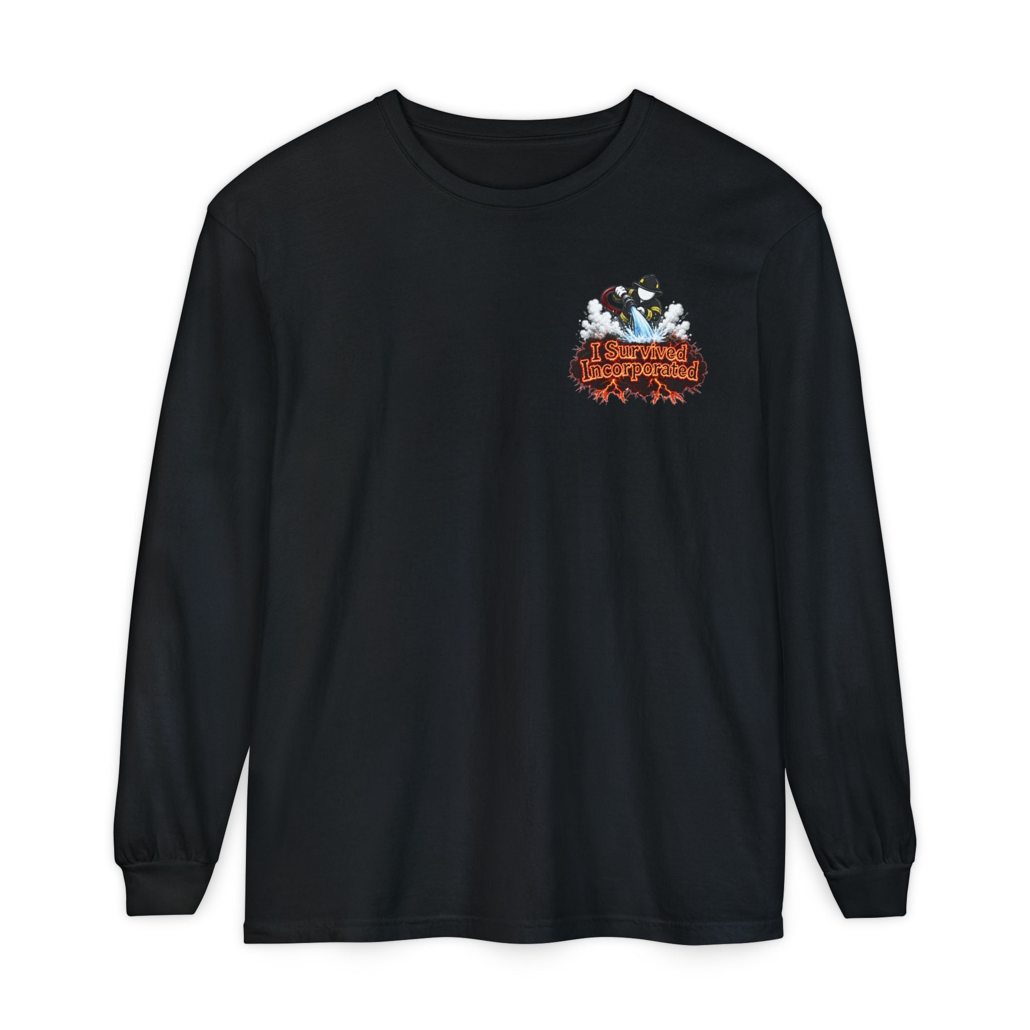 I Survived 2020 — "Please Stand By" Test Pattern Tee Wildfire Signal Edition Summer Premiere Unisex Garment-Dyed Long Sleeve T-Shirt