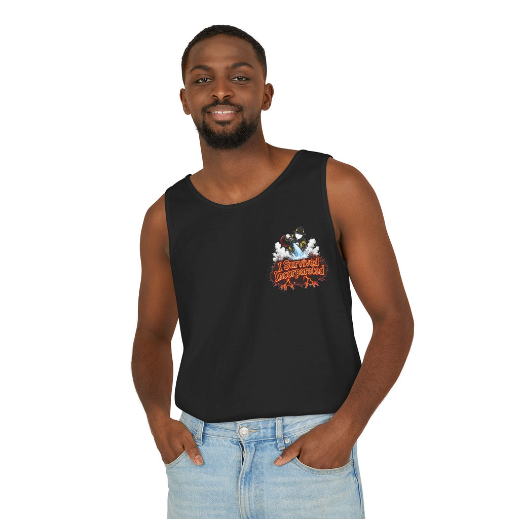 I Survived 2020 — "Please Stand By" Test Pattern Tee Wildfire Signal Edition Summer Premiere Unisex Garment-Dyed Tank Top