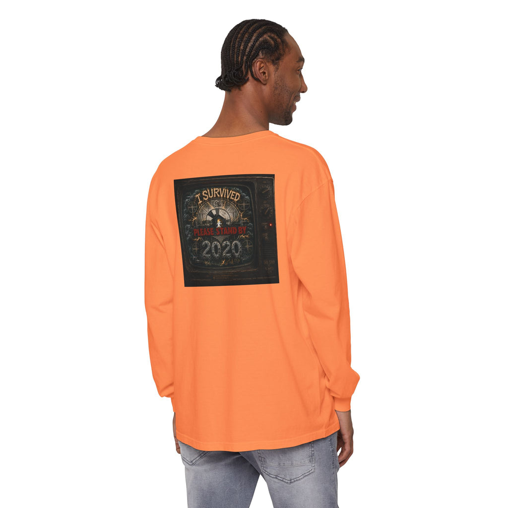 I Survived 2020 — "Please Stand By" Test Pattern Tee Summer Premier Unisex Garment-Dyed Long Sleeve T-Shirt