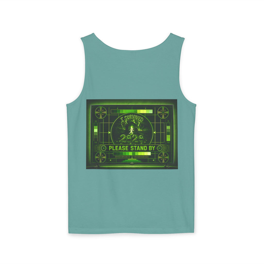 I Survived 2020 — "Please Stand By" Test Pattern Toxic Signal Tee Summer Premiere Unisex Garment-Dyed Tank Top