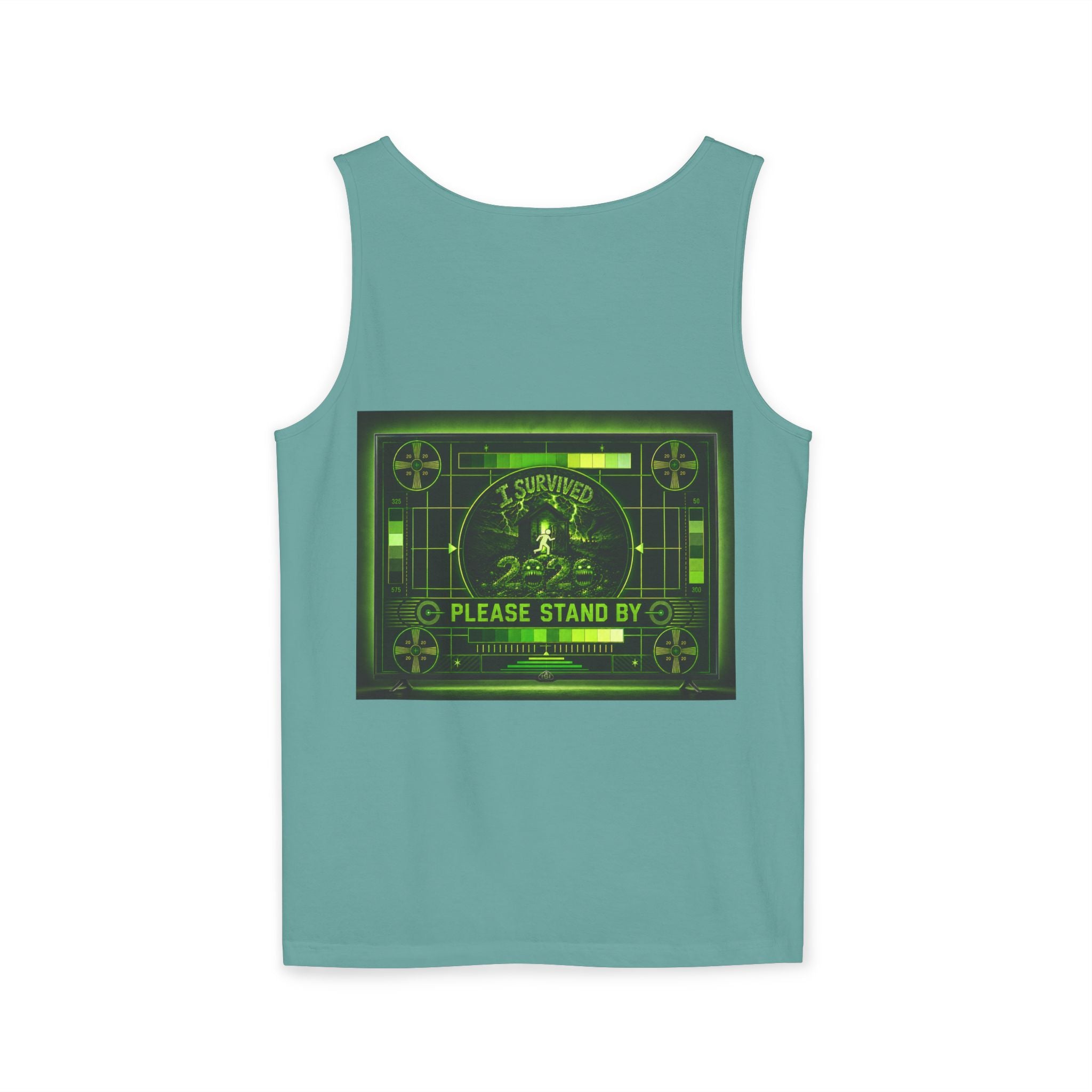 I Survived 2020 — "Please Stand By" Test Pattern Toxic Signal Tee Summer Premiere Unisex Garment-Dyed Tank Top