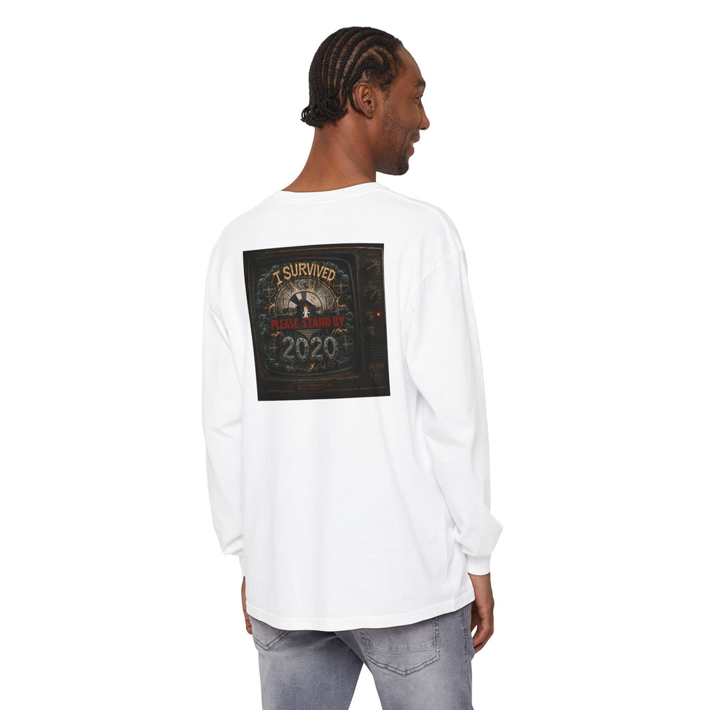 I Survived 2020 — "Please Stand By" Test Pattern Tee Summer Premier Unisex Garment-Dyed Long Sleeve T-Shirt