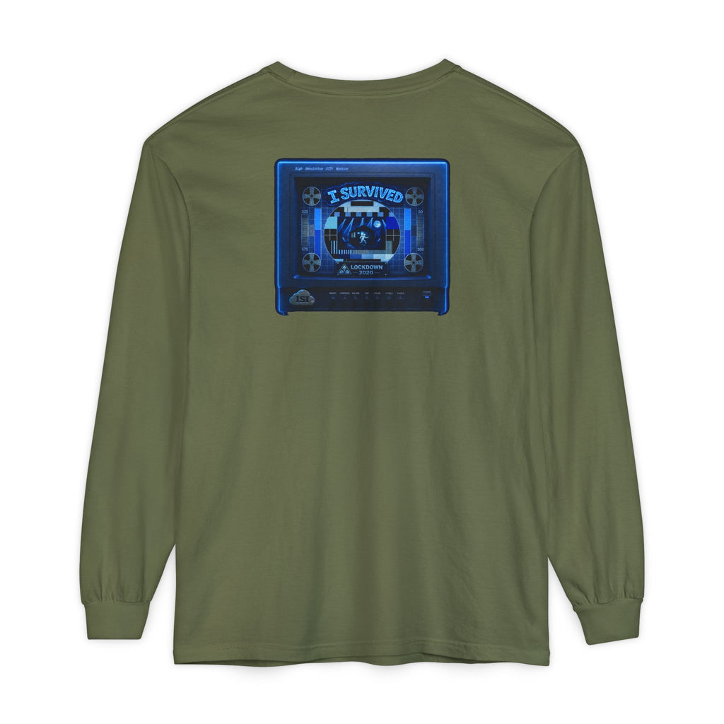 I Survived 2020 — "Please Stand By" Test Pattern Tee Lockdown Edition Summer Exclusive Unisex Garment-Dyed Long Sleeve T-Shirt
