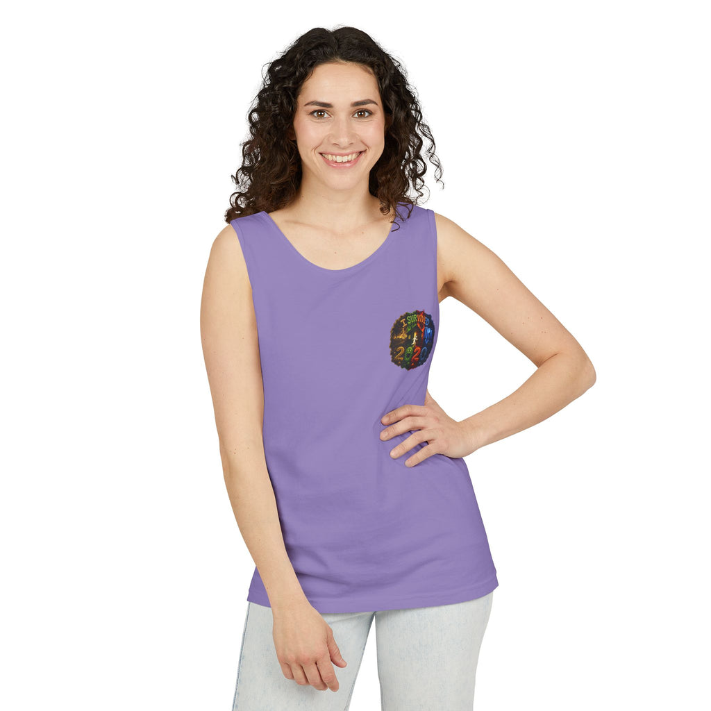 I Survived 2020 — "No Signal" Test Pattern Tee Alien Broadcast Finale Summer Premiere Unisex Garment-Dyed Tank Top