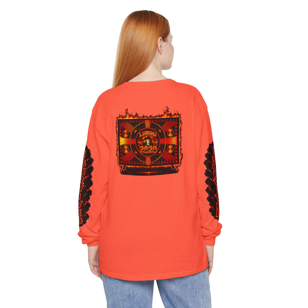 I Survived 2020 — "Please Stand By" Test Pattern Tee Special Edition Wildfire Signal Edition Summer Premiere Unisex Garment-Dyed Long Sleeve T-Shirt