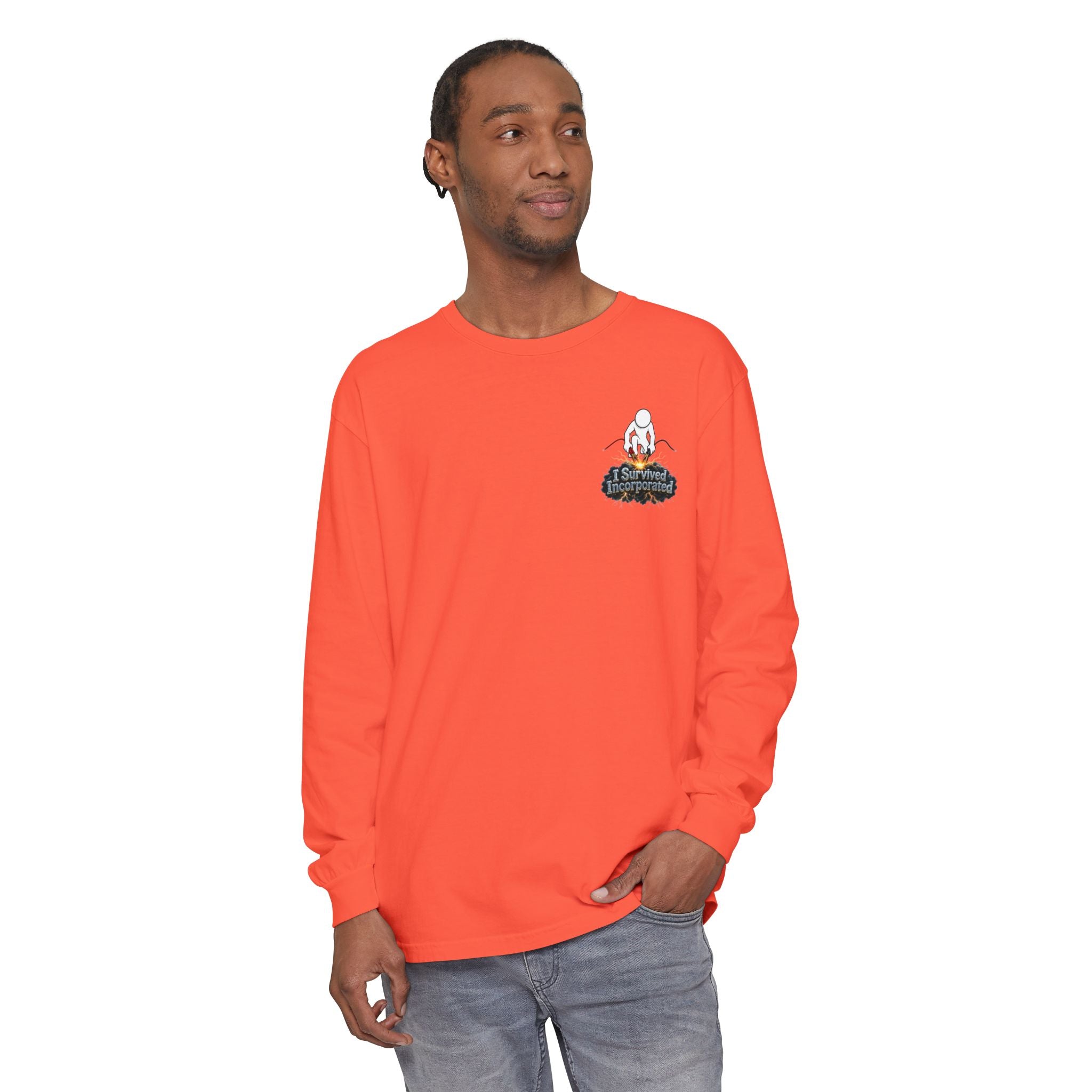 I Survived 2020 — "Please Stand By" Test Pattern Tee Summer Premier Unisex Garment-Dyed Long Sleeve T-Shirt