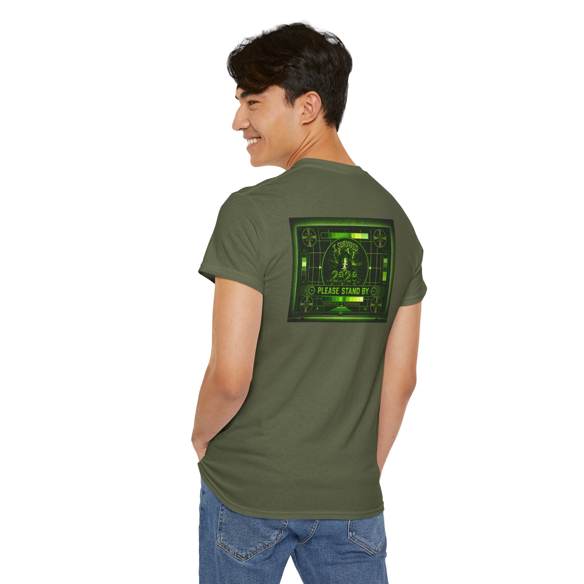 I Survived 2020 — "Please Stand By" Test Pattern Toxic Signal Tee Summer Premiere Unisex Heavy Cotton Tee