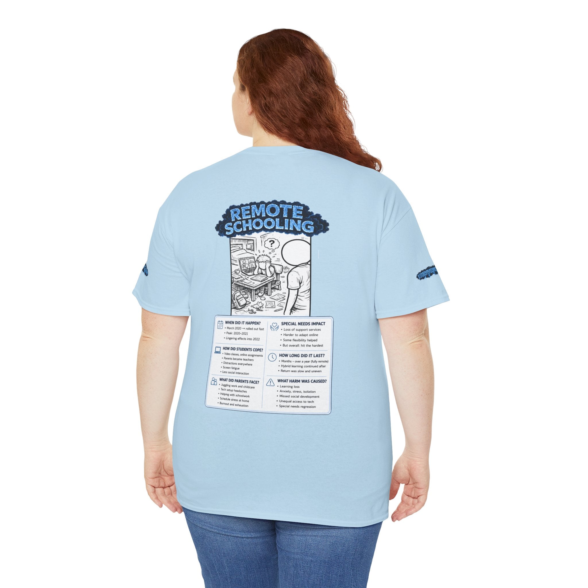 I Survived 2020 — LOCKDOWN S3:E3: Director's Cut Special Edition "Remote Schooling" Unisex Heavy Cotton Tee