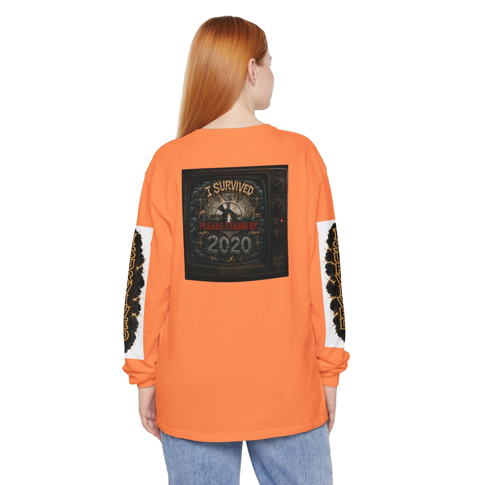 I Survived 2020 — "Please Stand By" Test Pattern Tee Special Edition Summer Premier Unisex Garment-Dyed Long Sleeve T-Shirt