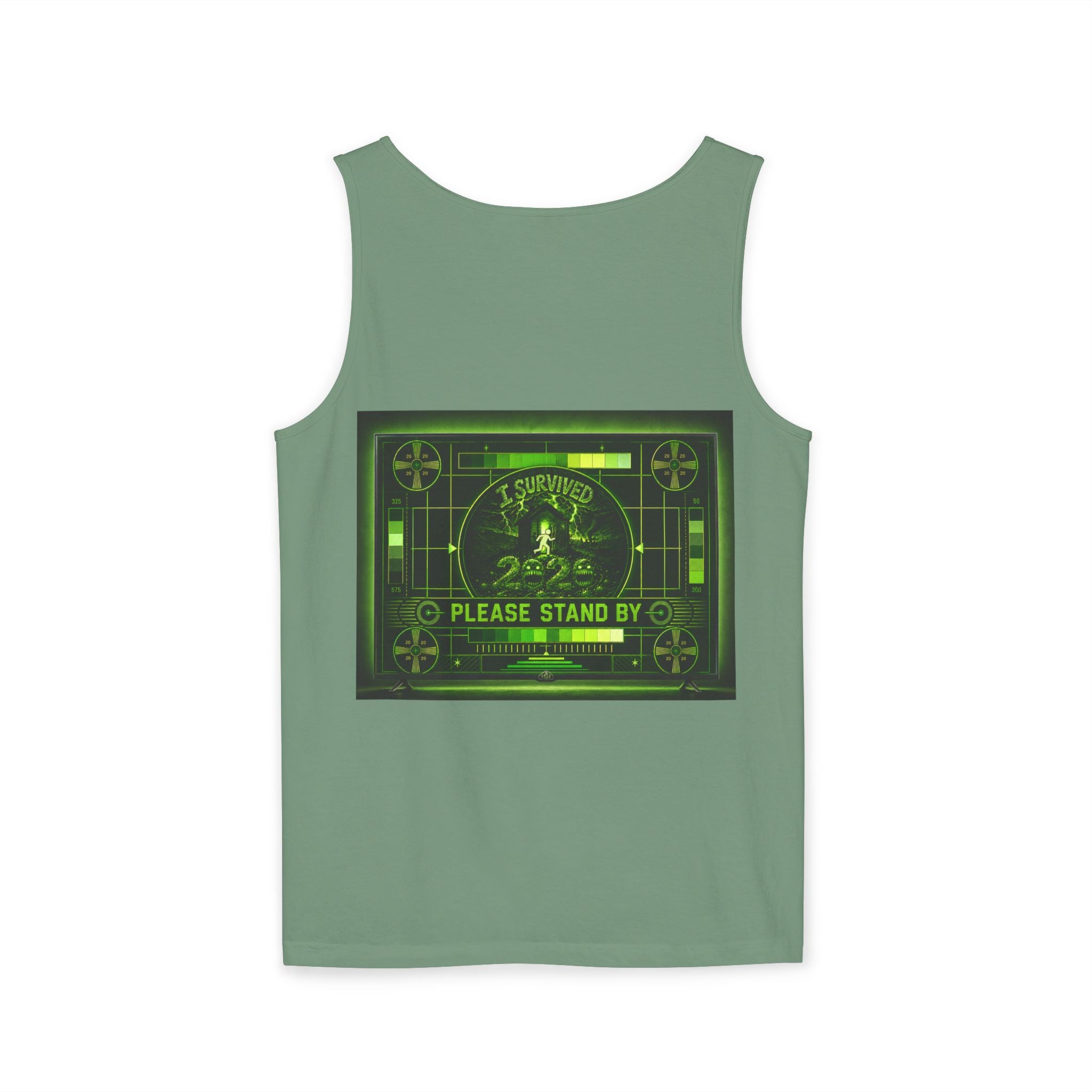 I Survived 2020 — "Please Stand By" Test Pattern Toxic Signal Tee Summer Premiere Unisex Garment-Dyed Tank Top
