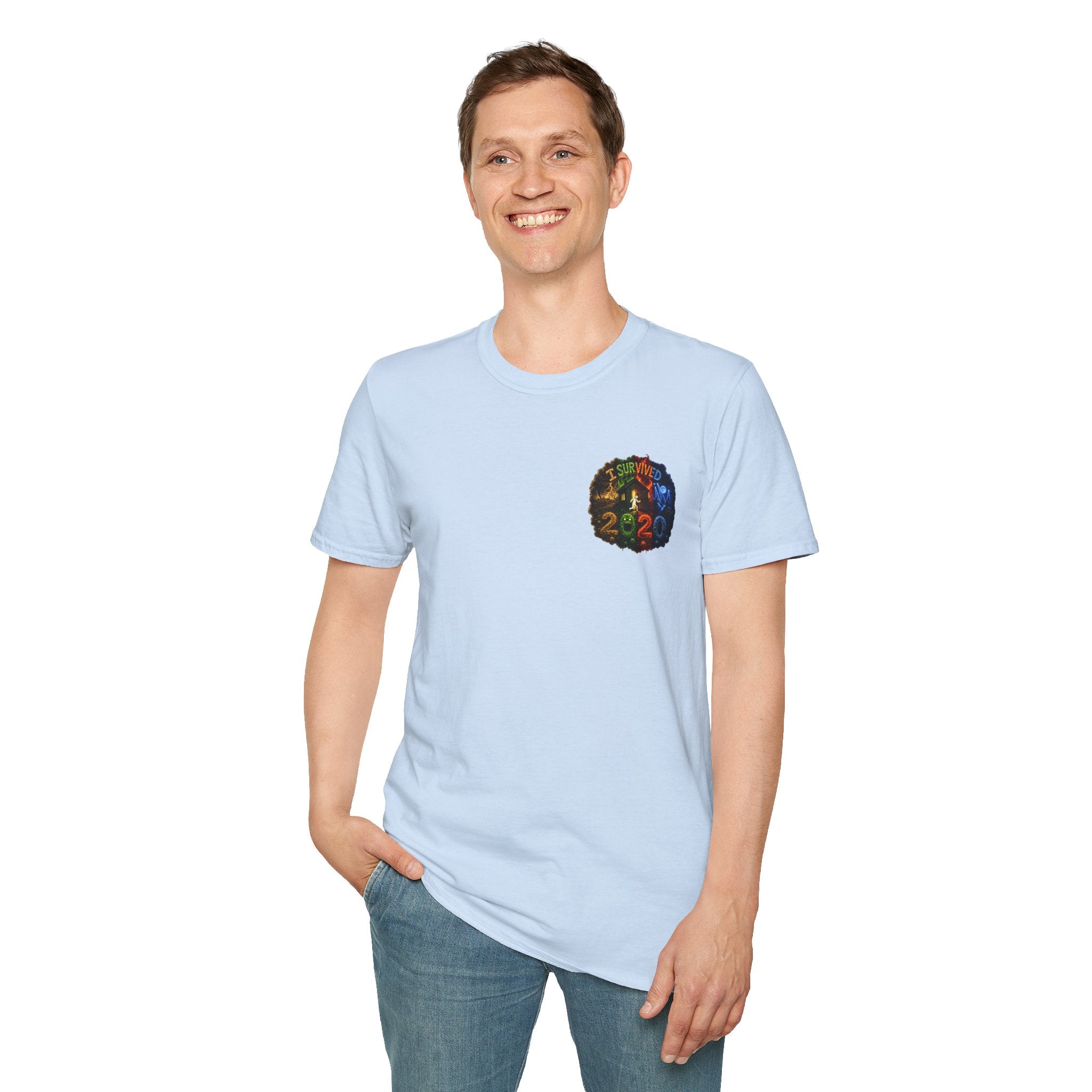 I Survived 2020 — "No Signal" Test Pattern Tee Alien Broadcast Finale Summer Premiere Unisex Softstyle T-Shirt