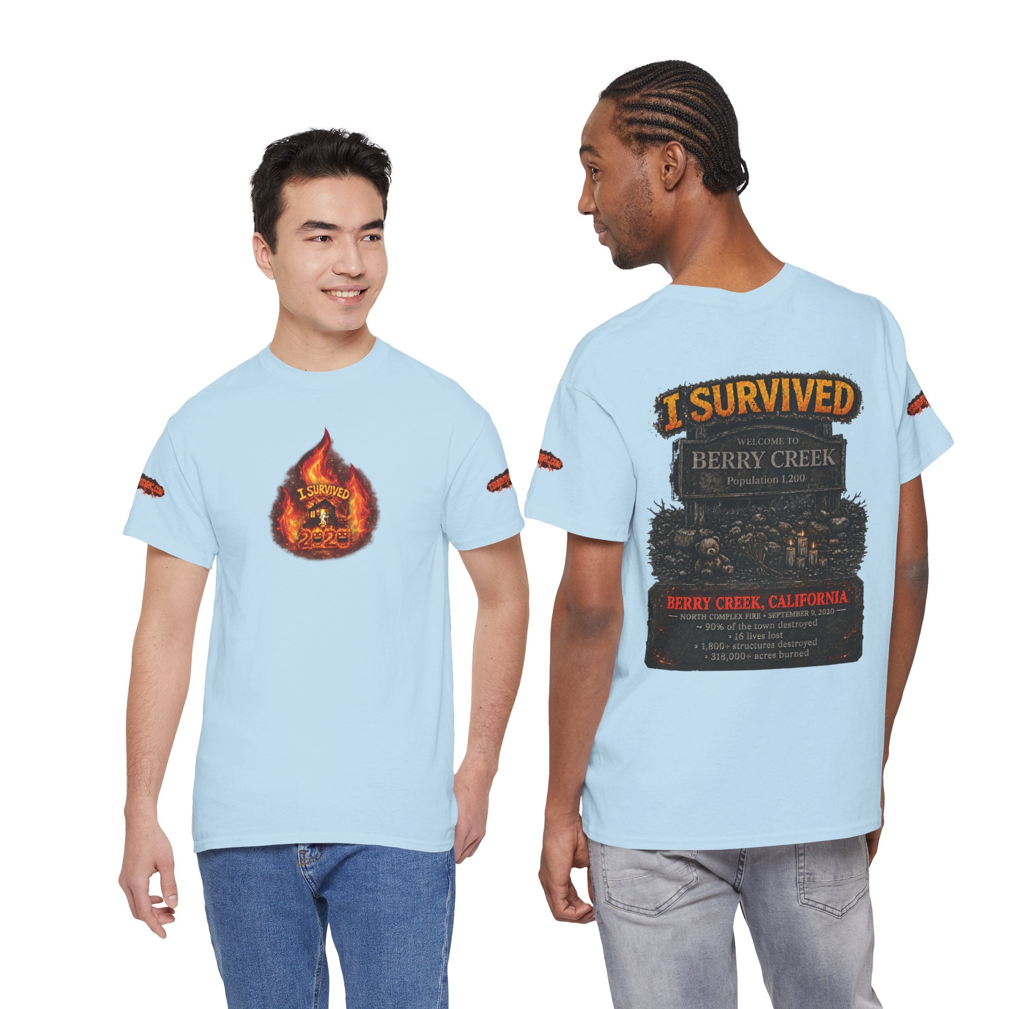 I Survived 2020 — WILDFIRES S2:E1: Director's Cut Special Edition "Berry Creek" Memorial Unisex Heavy Cotton Tee