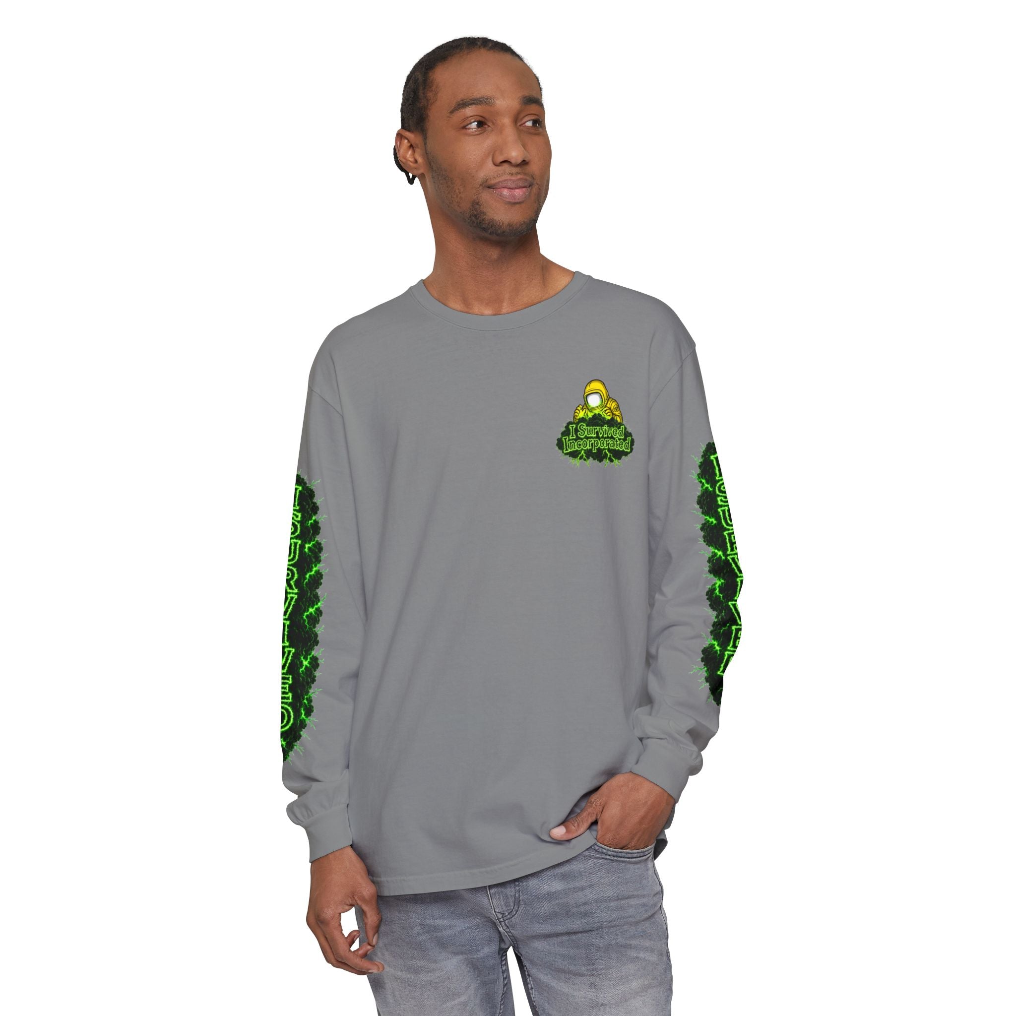 I Survived 2020 — "Please Stand By" Test Pattern Toxic Signal Tee Special Edition Summer Premiere Unisex Garment-Dyed Long Sleeve T-Shirt