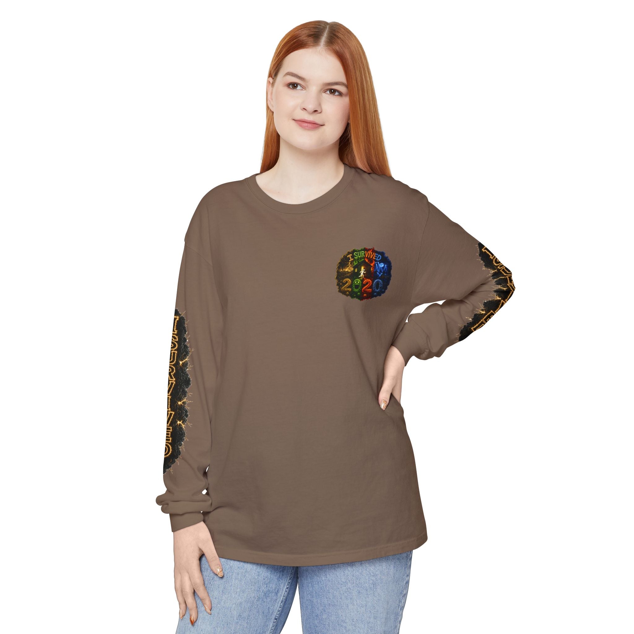 I Survived 2020 — "No Signal" Test Pattern Tee Special Edition Alien Broadcast Finale Summer Premiere Unisex Garment-Dyed Long Sleeve T-Shirt