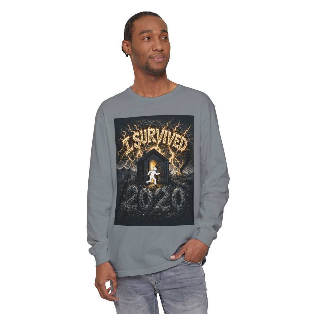 I Survived 2020 — Original Design Teaser Tee | Season 1 Premiere Drop Unisex Garment-dyed Long Sleeve T-Shirt