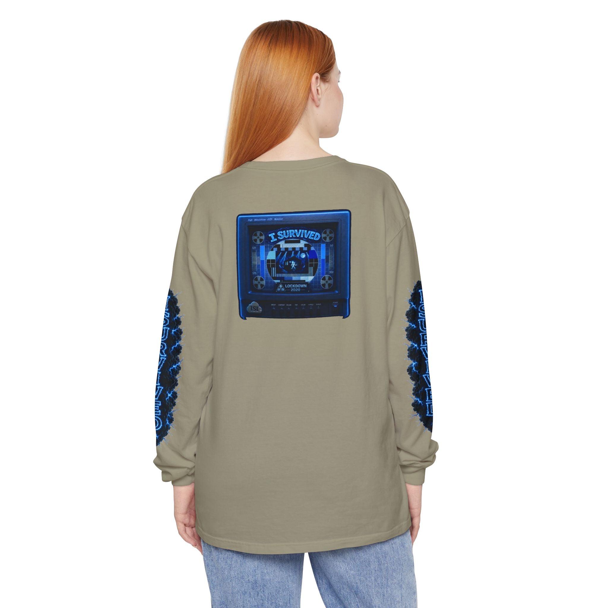 I Survived 2020 — "Please Stand By" Test Pattern Tee Lockdown Special Edition Summer Exclusive Unisex Garment-Dyed Long Sleeve T-Shirt