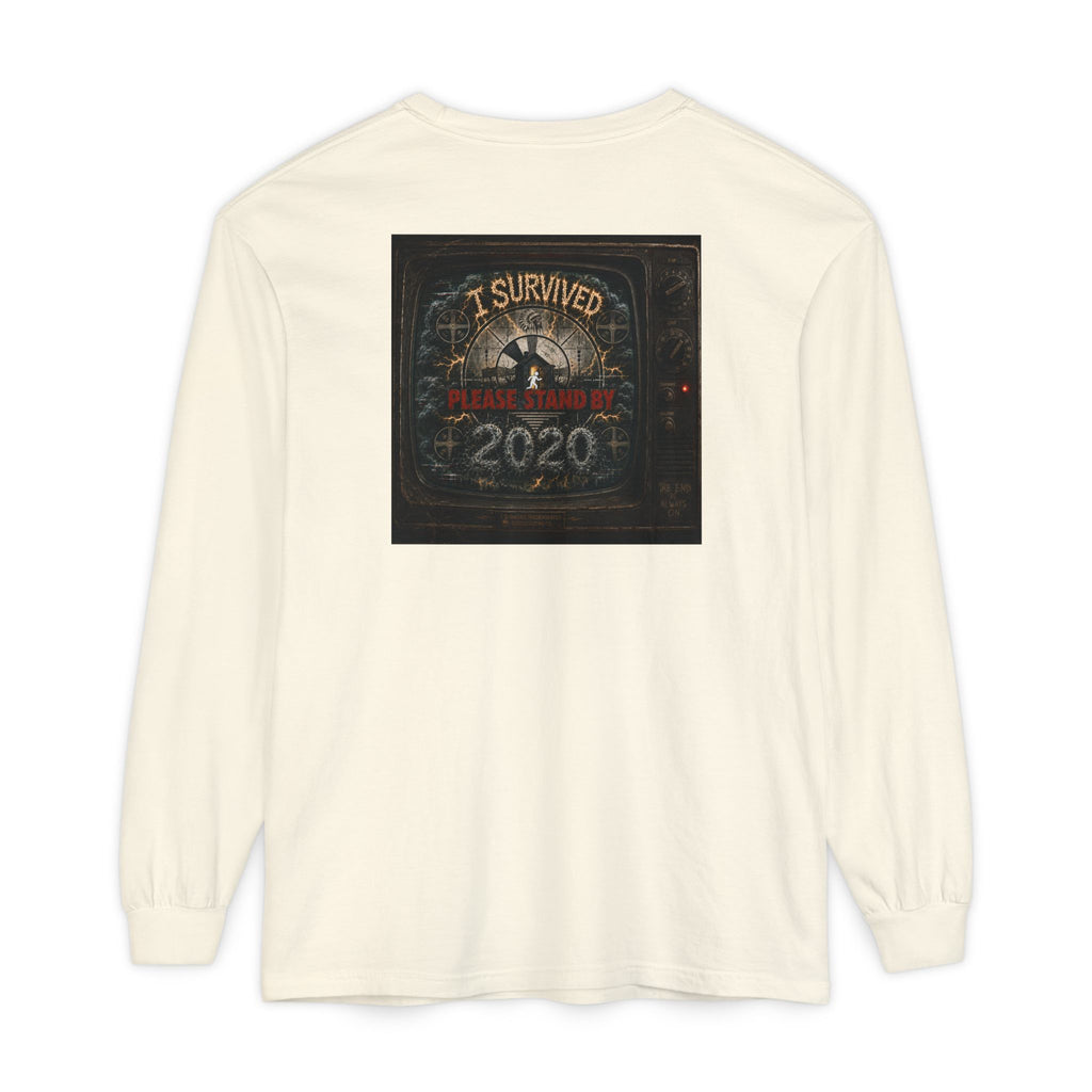 I Survived 2020 — "Please Stand By" Test Pattern Tee Summer Premier Unisex Garment-Dyed Long Sleeve T-Shirt