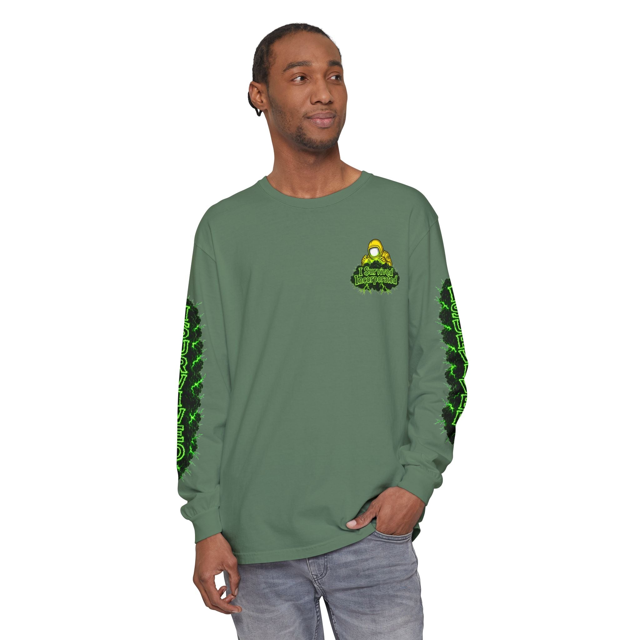 I Survived 2020 — "Please Stand By" Test Pattern Toxic Signal Tee Special Edition Summer Premiere Unisex Garment-Dyed Long Sleeve T-Shirt