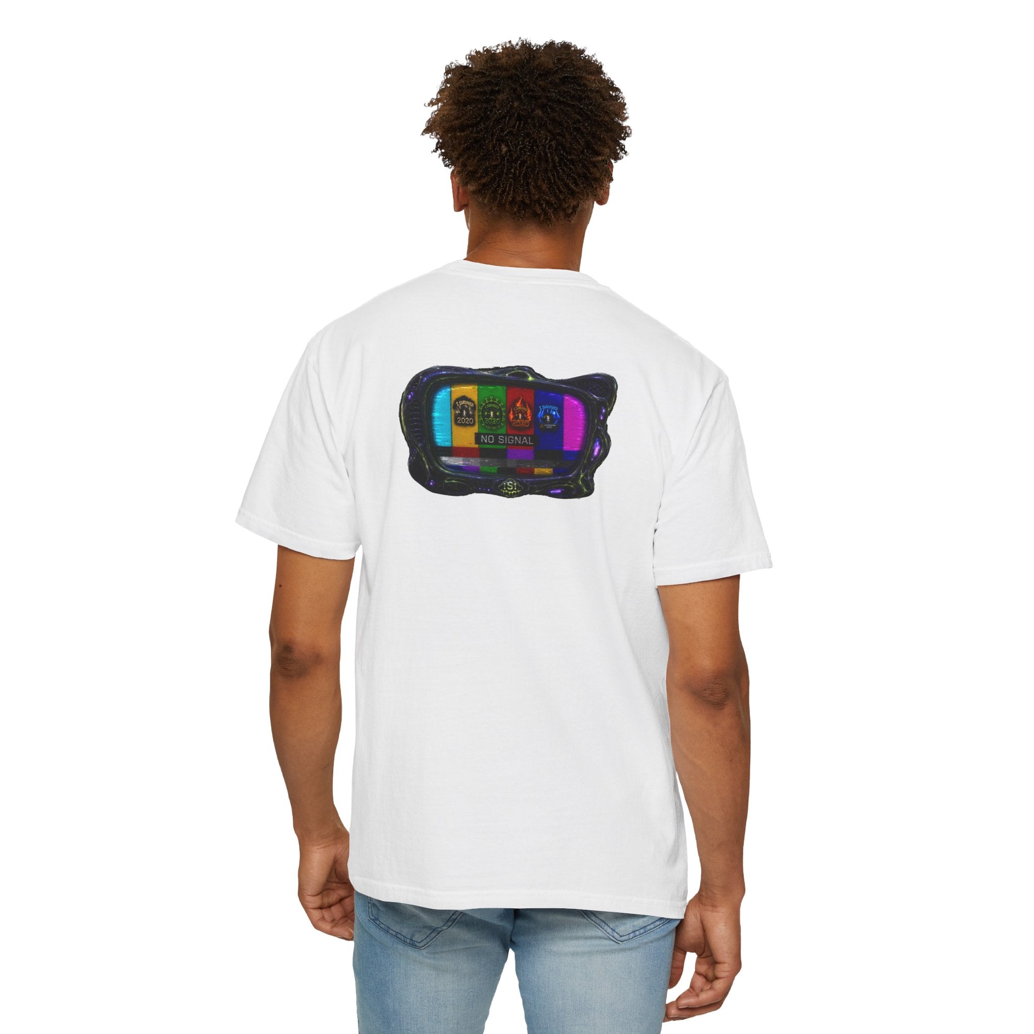 I Survived 2020 — "No Signal" Test Pattern Tee Alien Broadcast Finale Summer Premiere Unisex Garment-Dyed T-shirt