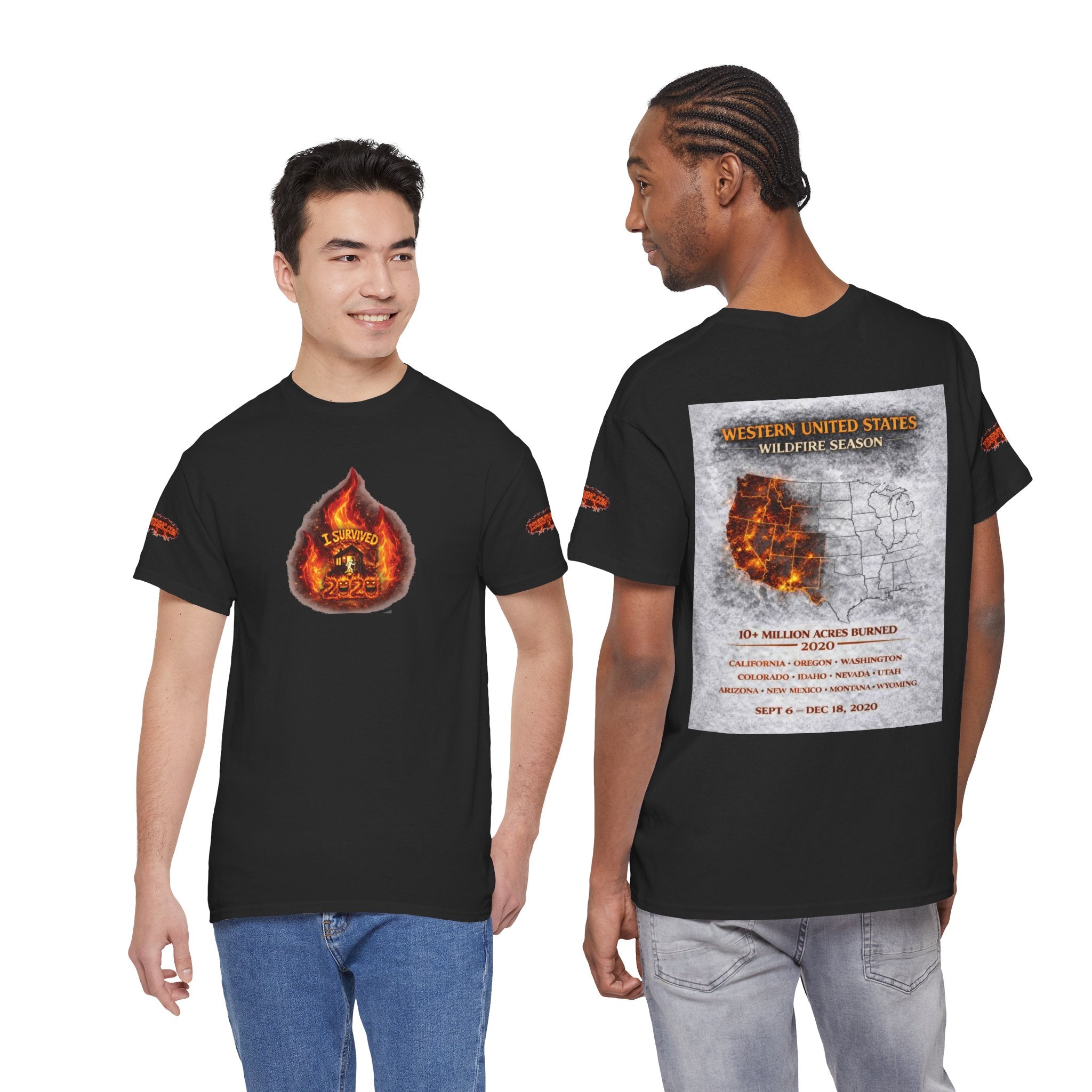 I Survived 2020 —  WILDFIRES S2:E4: Director's Cut Special Edition "Western U.S. Wildfire Season" Memorial Unisex Heavy Cotton Tee