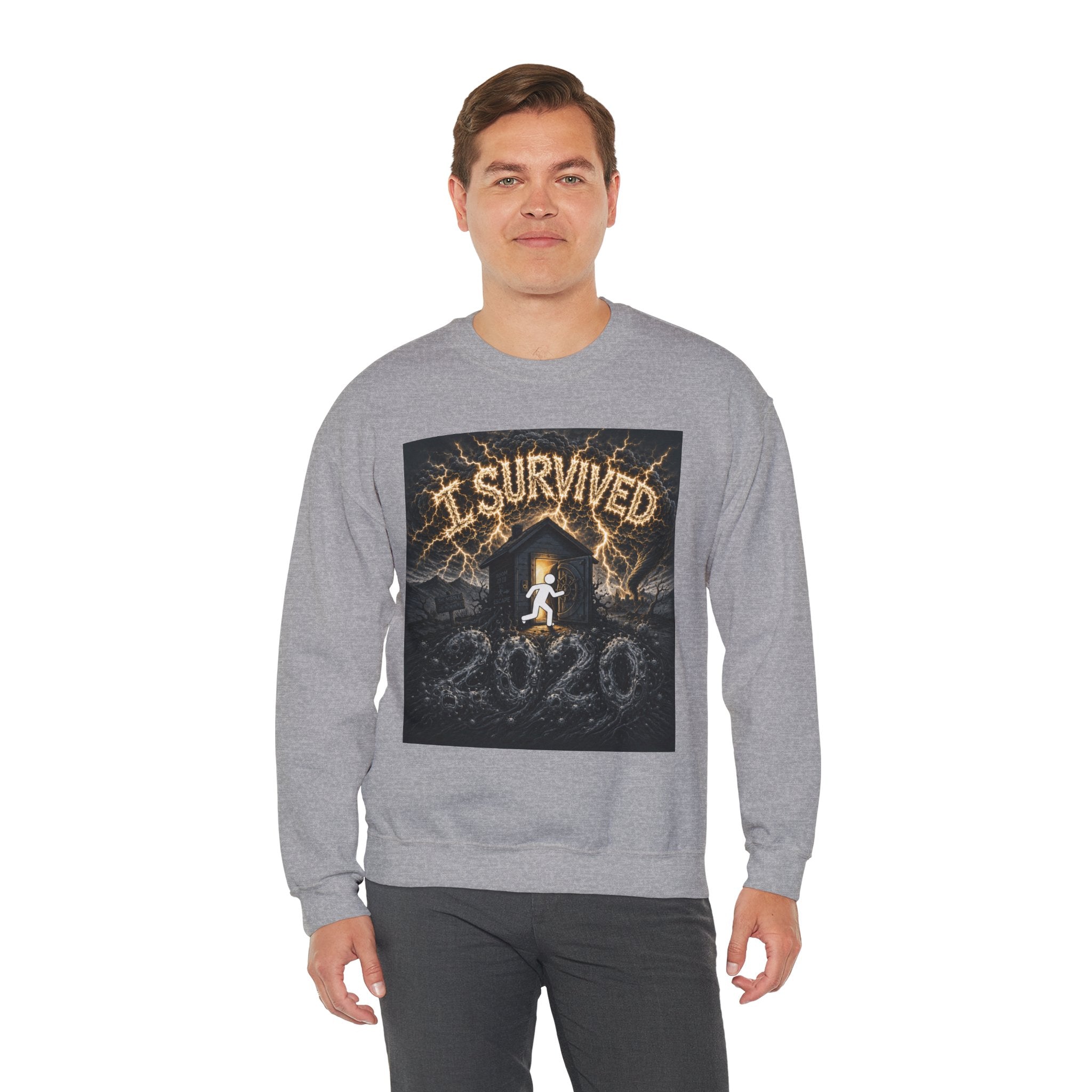 I Survived 2020 — Original Design Teaser Tee | Season 1 Premiere Drop Unisex Heavy Blend™ Crewneck Sweatshirt
