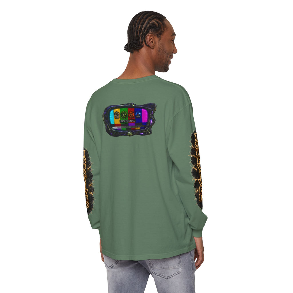 I Survived 2020 — "No Signal" Test Pattern Tee Special Edition Alien Broadcast Finale Summer Premiere Unisex Garment-Dyed Long Sleeve T-Shirt
