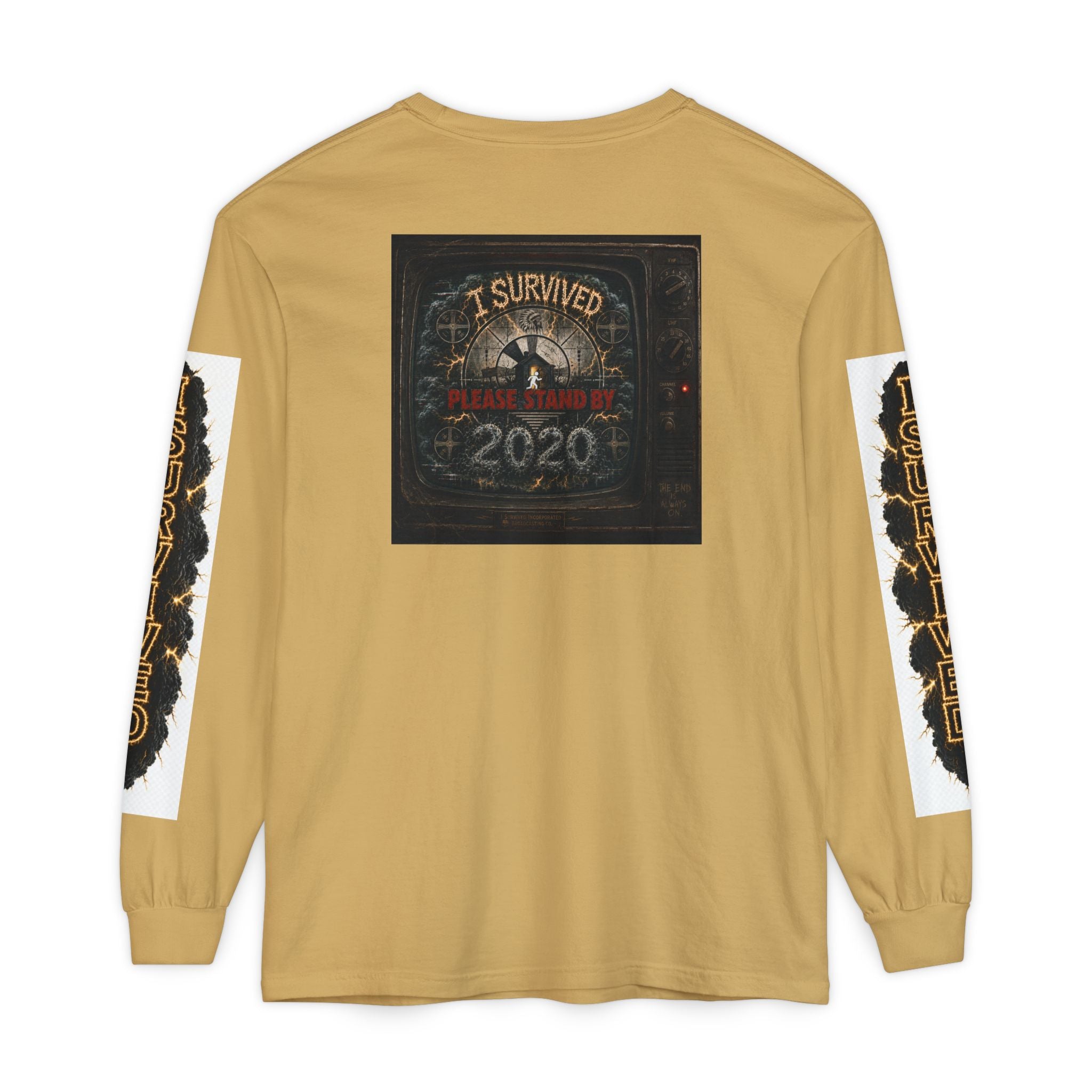 I Survived 2020 — "Please Stand By" Test Pattern Tee Special Edition Summer Premier Unisex Garment-Dyed Long Sleeve T-Shirt