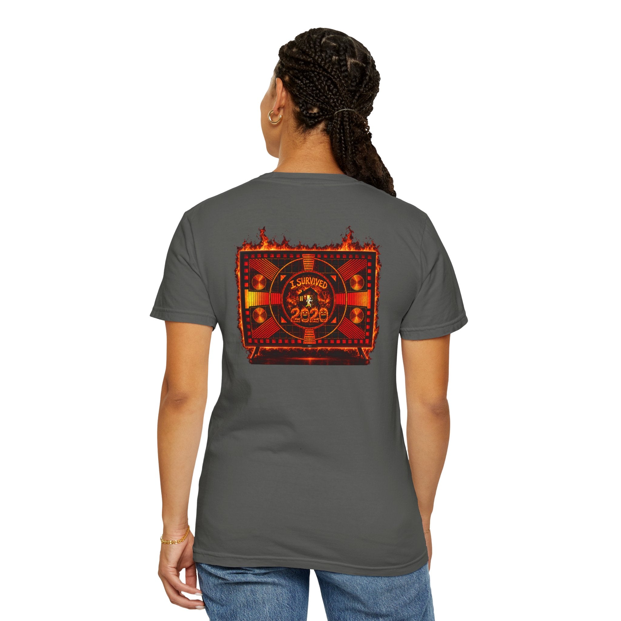 I Survived 2020 — "Please Stand By" Test Pattern Tee Wildfire Signal Edition Summer Premiere Unisex Garment-Dyed T-shirt