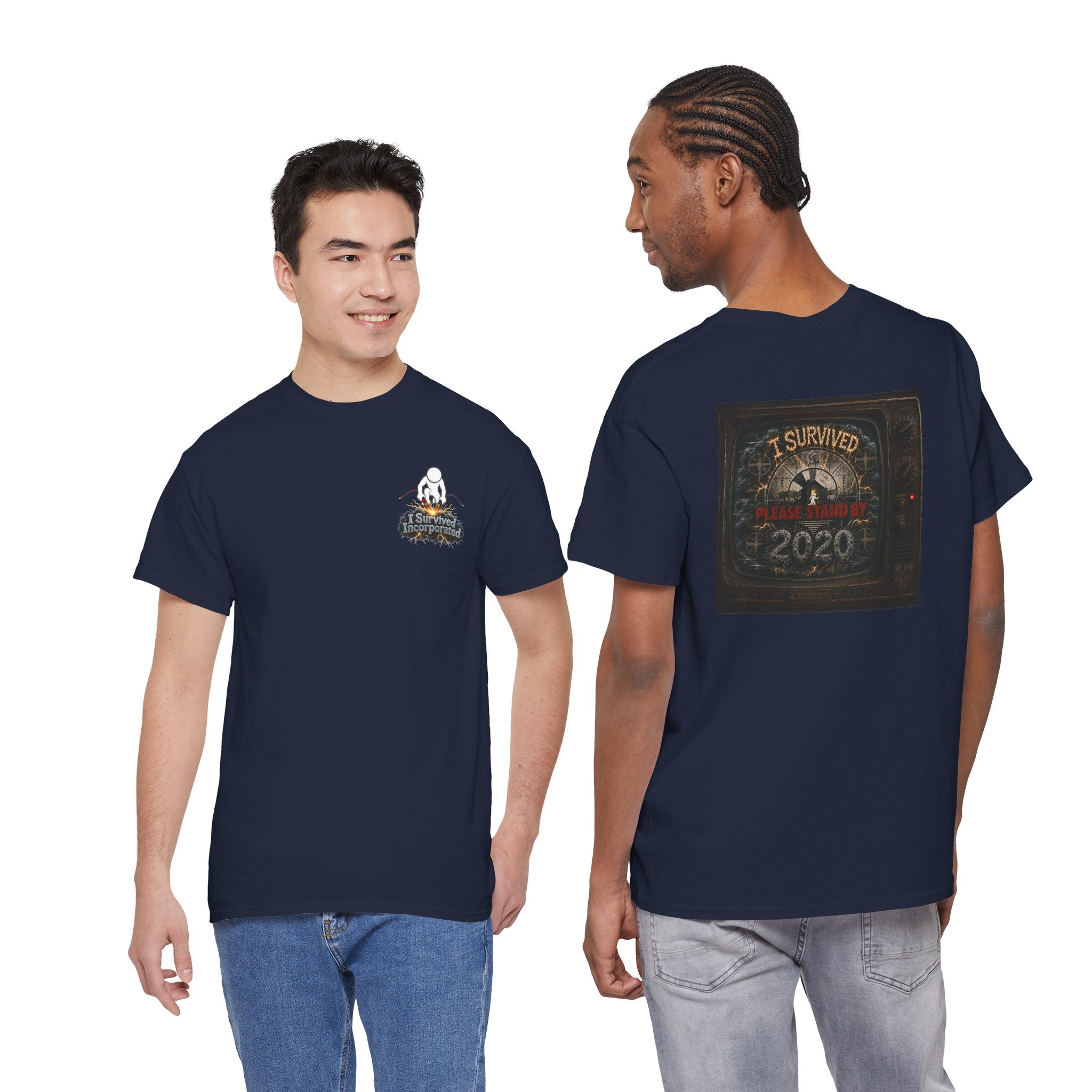 I Survived 2020 — "Please Stand By" Test Pattern Tee Summer Premier Unisex Heavy Cotton Tee