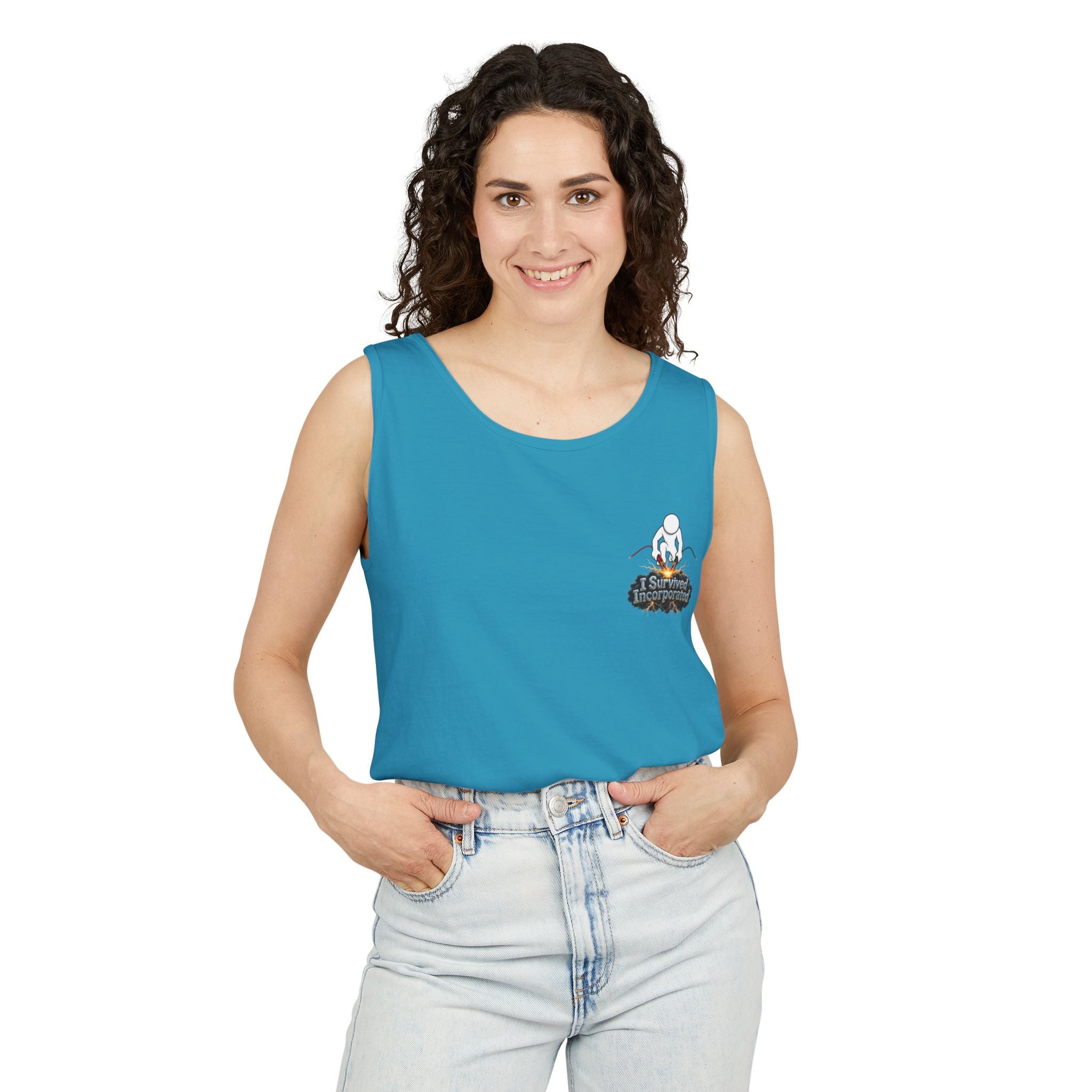 I Survived 2020 — "Please Stand By" Test Pattern Tee Summer Premier  Unisex Garment-Dyed Tank Top