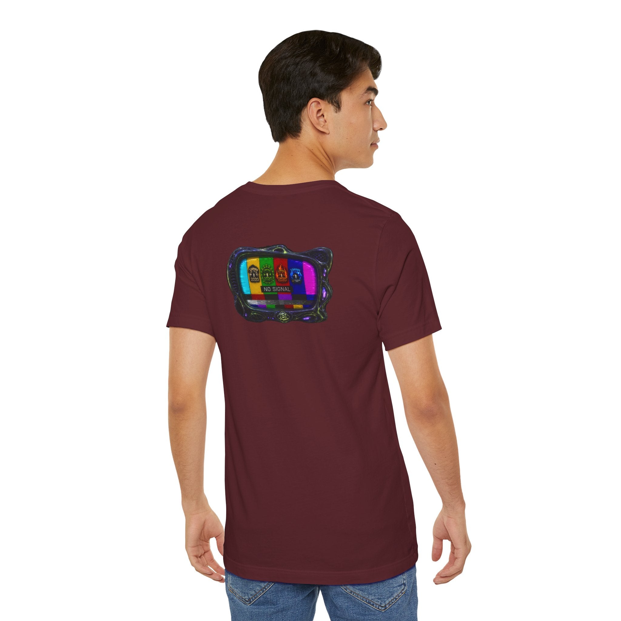 I Survived 2020 — "No Signal" Test Pattern Tee Alien Broadcast Finale Summer Premiere Unisex Jersey Short Sleeve Tee