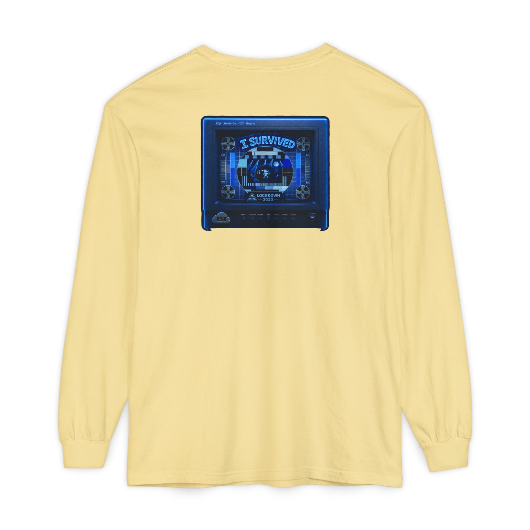 I Survived 2020 — "Please Stand By" Test Pattern Tee Lockdown Edition Summer Exclusive Unisex Garment-Dyed Long Sleeve T-Shirt