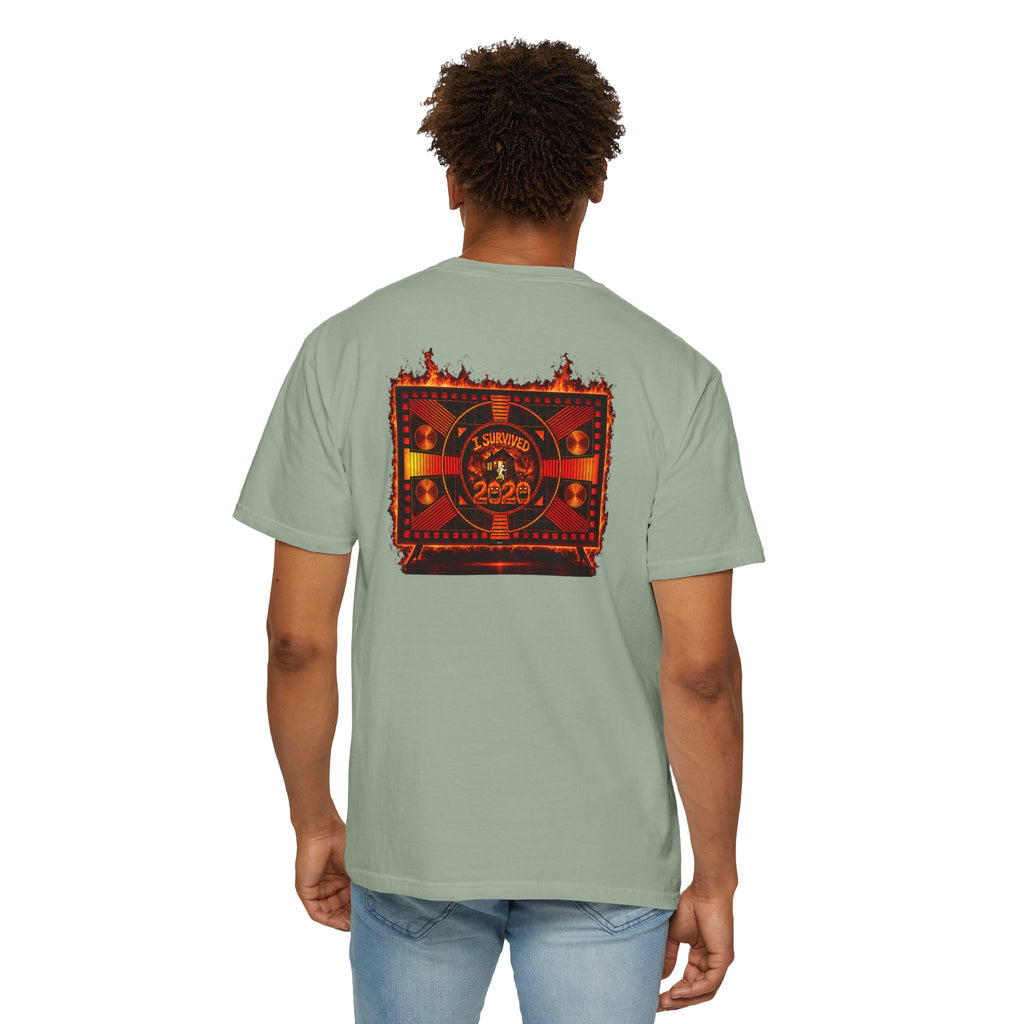I Survived 2020 — "Please Stand By" Test Pattern Tee Wildfire Signal Edition Summer Premiere Unisex Garment-Dyed T-shirt