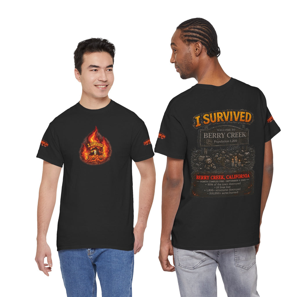 I Survived 2020 — WILDFIRES S2:E1: Director's Cut Special Edition "Berry Creek" Memorial Unisex Heavy Cotton Tee