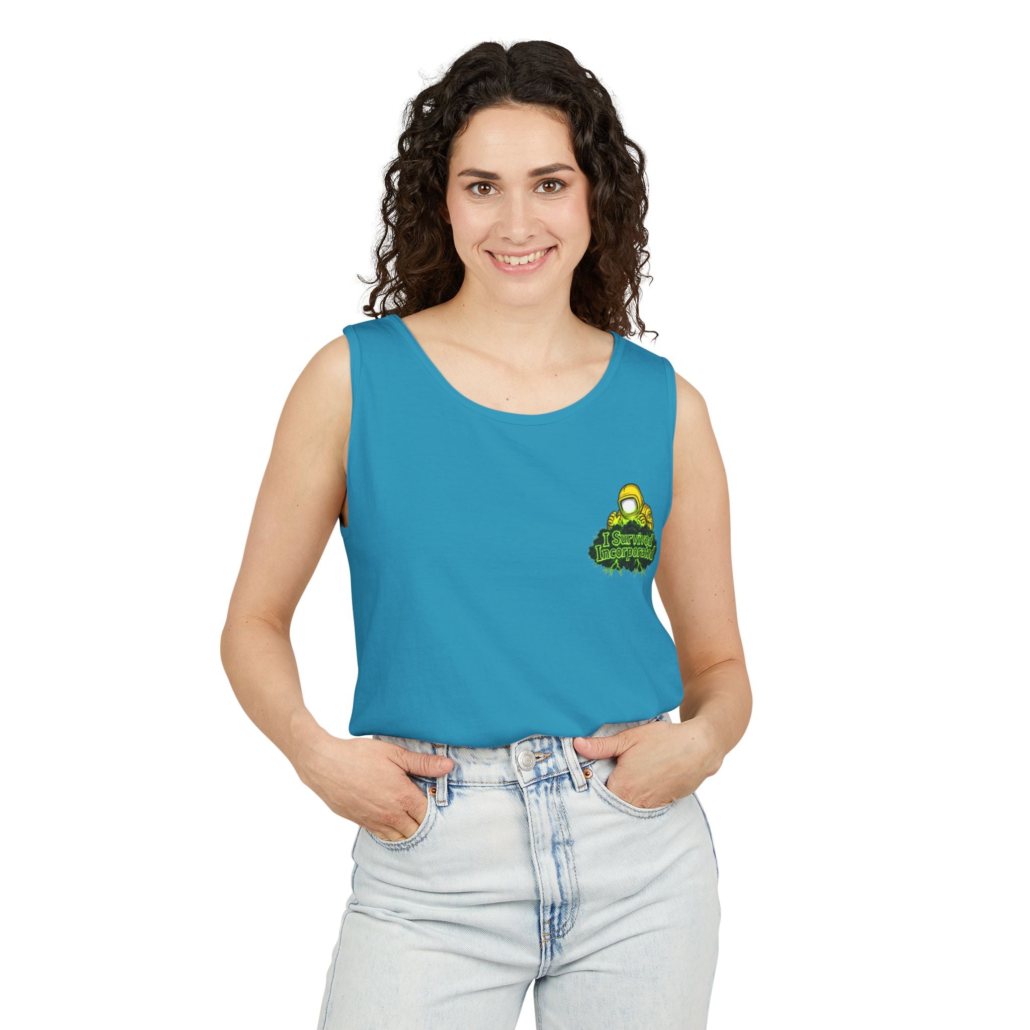I Survived 2020 — "Please Stand By" Test Pattern Toxic Signal Tee Summer Premiere Unisex Garment-Dyed Tank Top