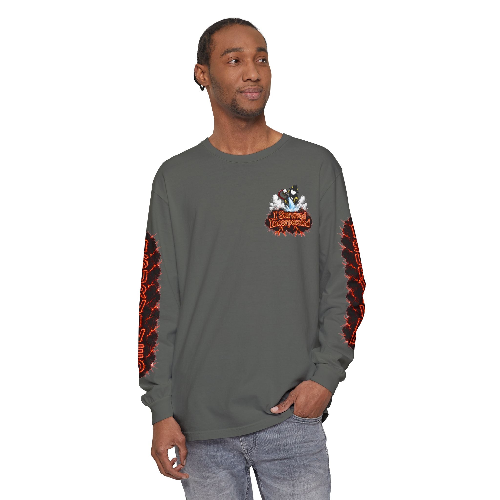 I Survived 2020 — "Please Stand By" Test Pattern Tee Special Edition Wildfire Signal Edition Summer Premiere Unisex Garment-Dyed Long Sleeve T-Shirt