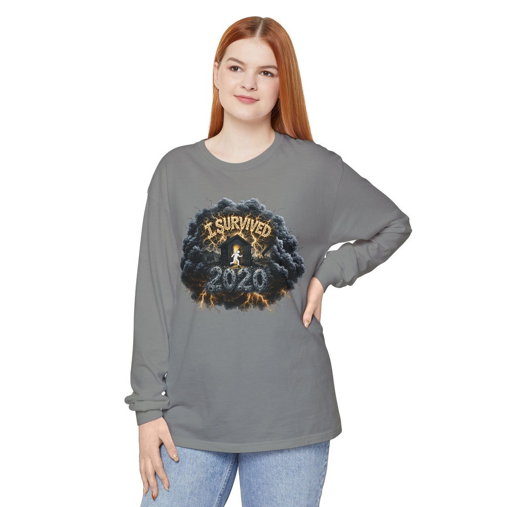 I Survived 2020 — Director's Cut Original Design Teaser Tee | Season 1 Premiere Drop Unisex Garment-Dyed Long Sleeve T-Shirt