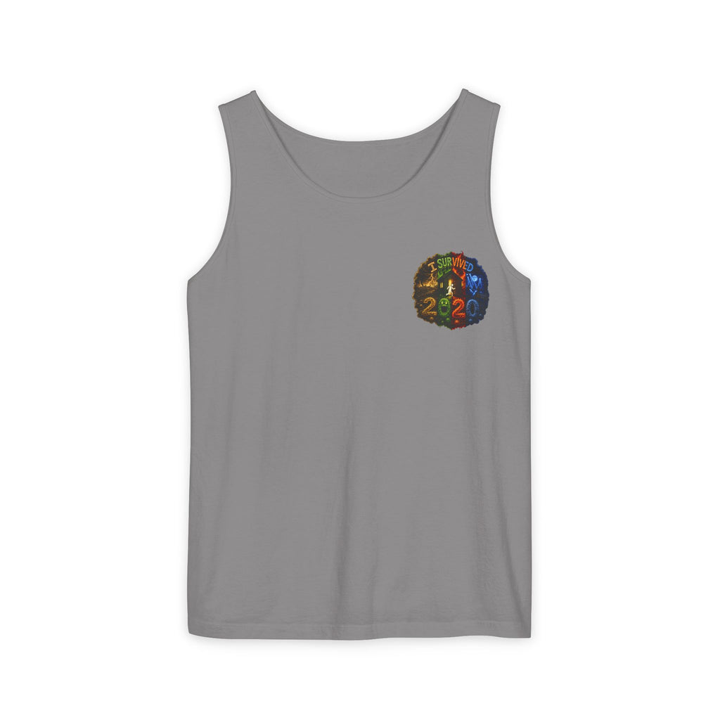 I Survived 2020 — "No Signal" Test Pattern Tee Alien Broadcast Finale Summer Premiere Unisex Garment-Dyed Tank Top