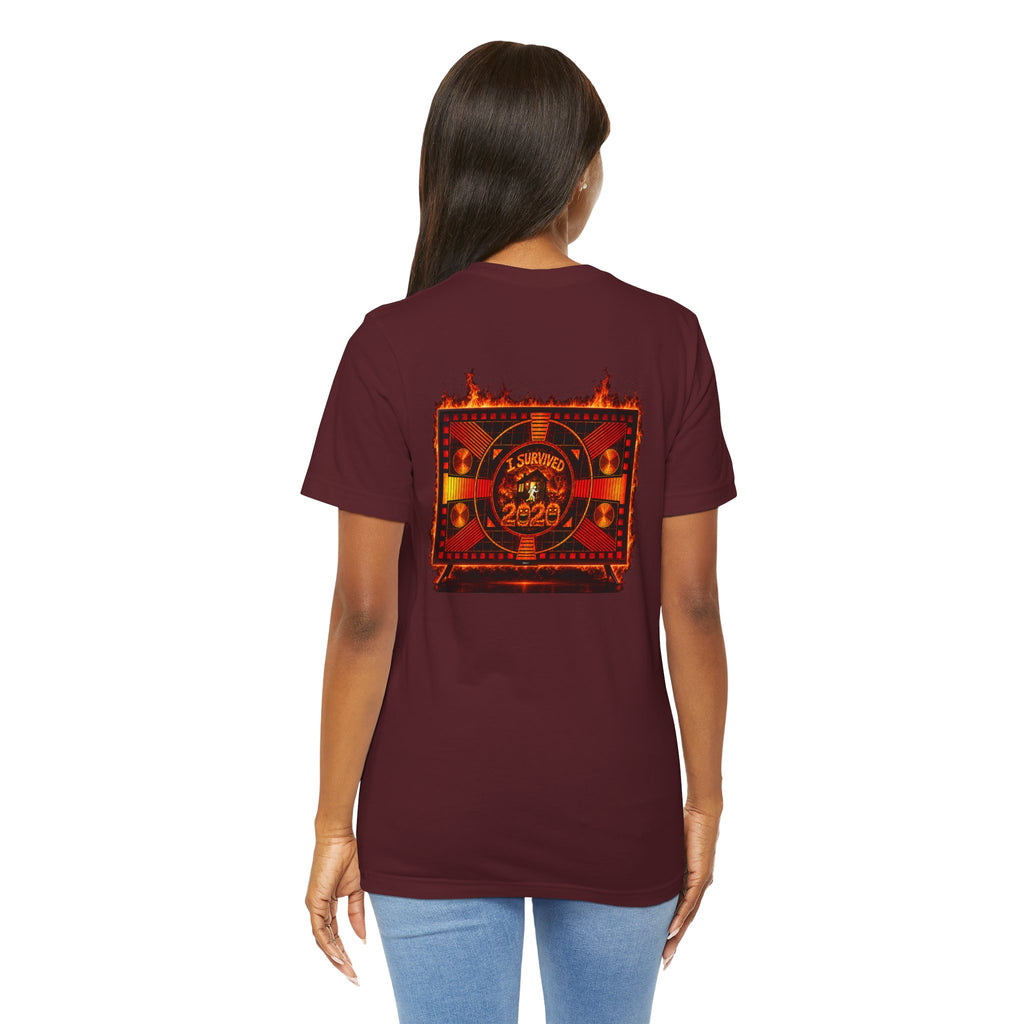 I Survived 2020 — "Please Stand By" Test Pattern Tee Wildfire Signal Edition Summer Premiere Unisex Jersey Short Sleeve Tee