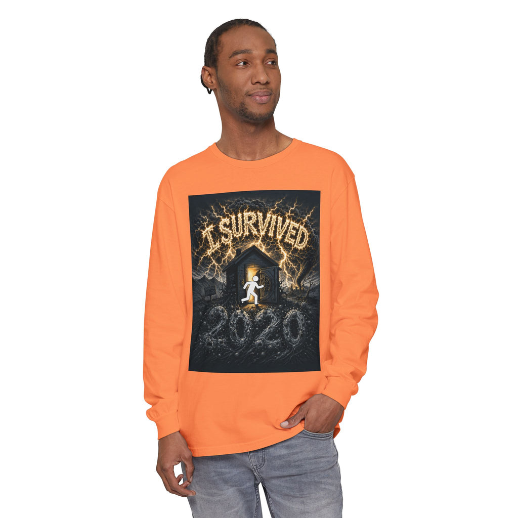 I Survived 2020 — Original Design Teaser Tee | Season 1 Premiere Drop Unisex Garment-dyed Long Sleeve T-Shirt