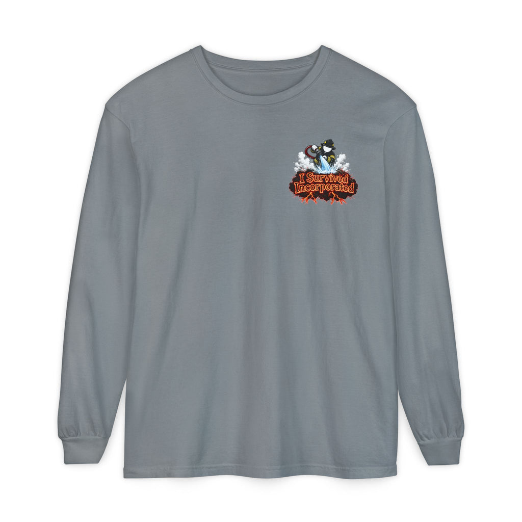 I Survived 2020 — "Please Stand By" Test Pattern Tee Wildfire Signal Edition Summer Premiere Unisex Garment-Dyed Long Sleeve T-Shirt
