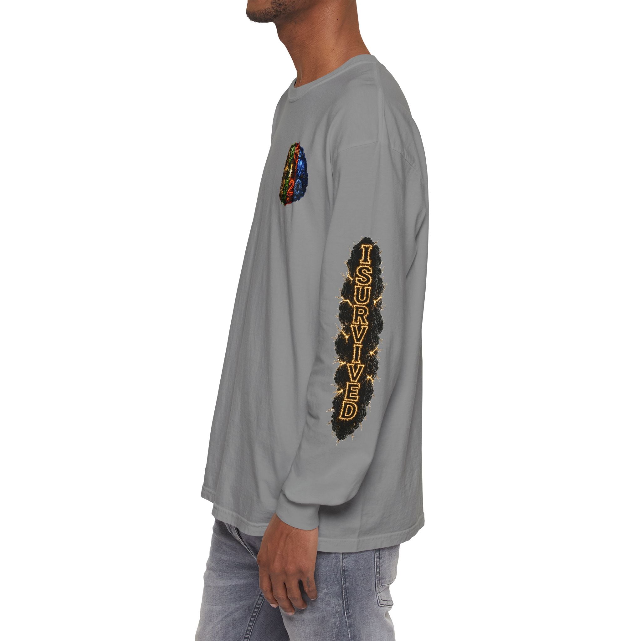 I Survived 2020 — "No Signal" Test Pattern Tee Special Edition Alien Broadcast Finale Summer Premiere Unisex Garment-Dyed Long Sleeve T-Shirt