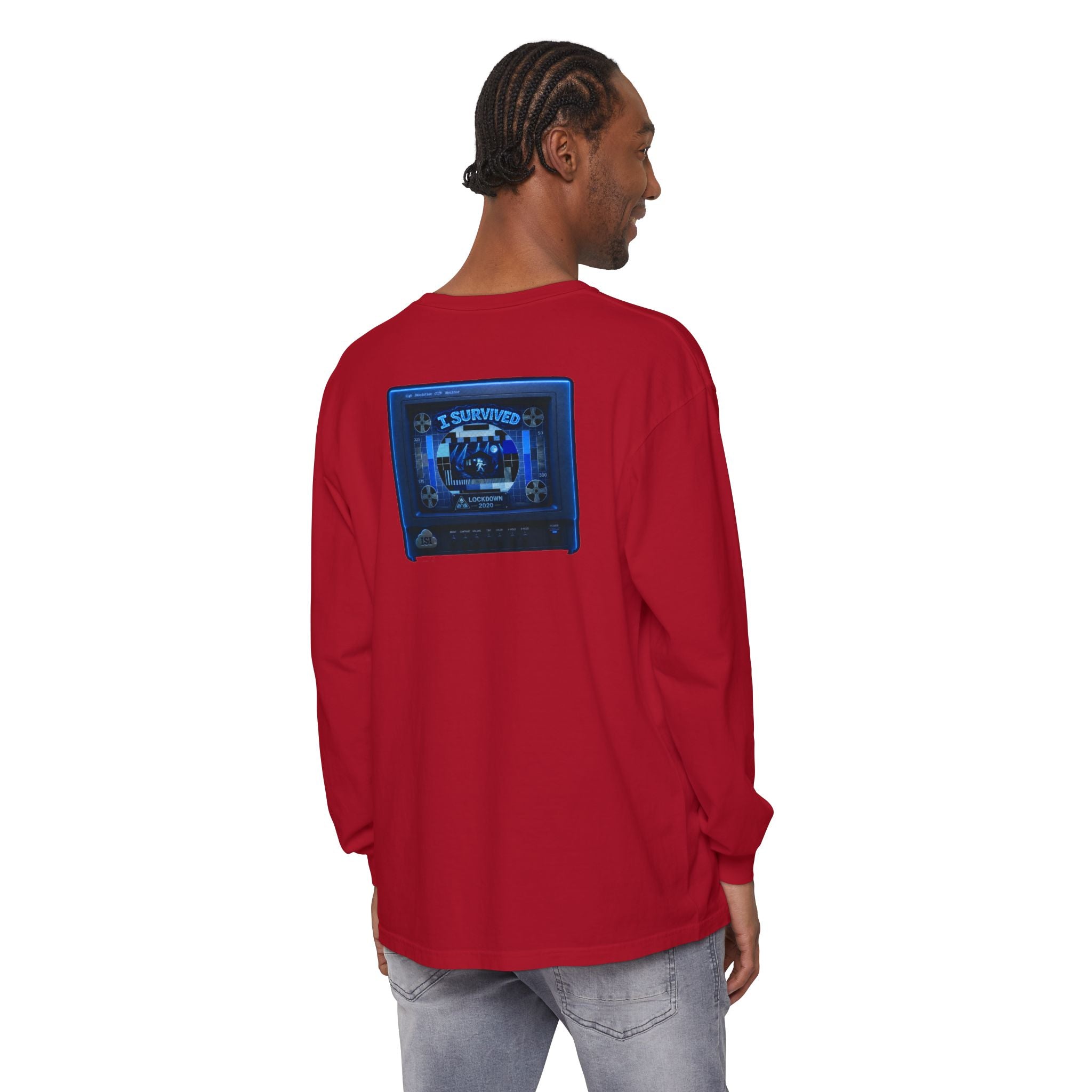 I Survived 2020 — "Please Stand By" Test Pattern Tee Lockdown Edition Summer Exclusive Unisex Garment-Dyed Long Sleeve T-Shirt
