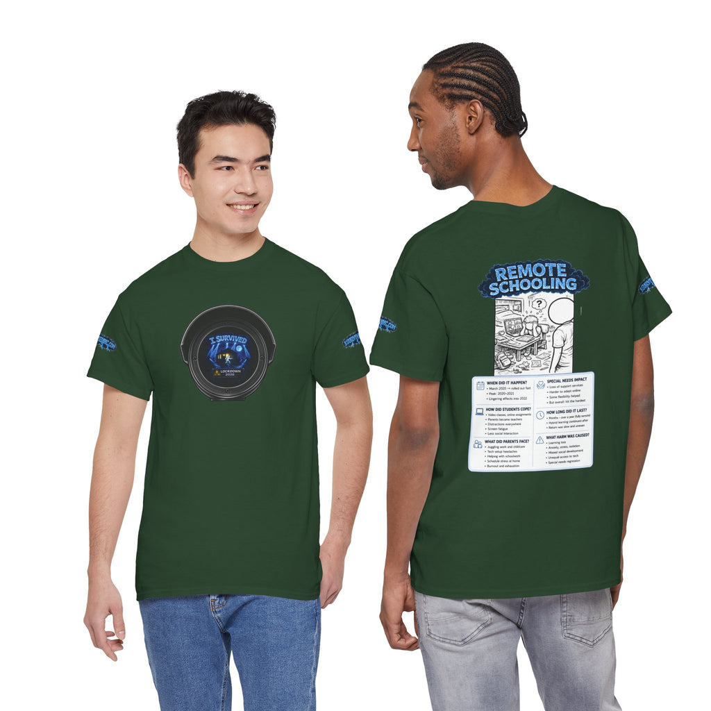 I Survived 2020 — LOCKDOWN S3:E3: Director's Cut Special Edition "Remote Schooling" Unisex Heavy Cotton Tee